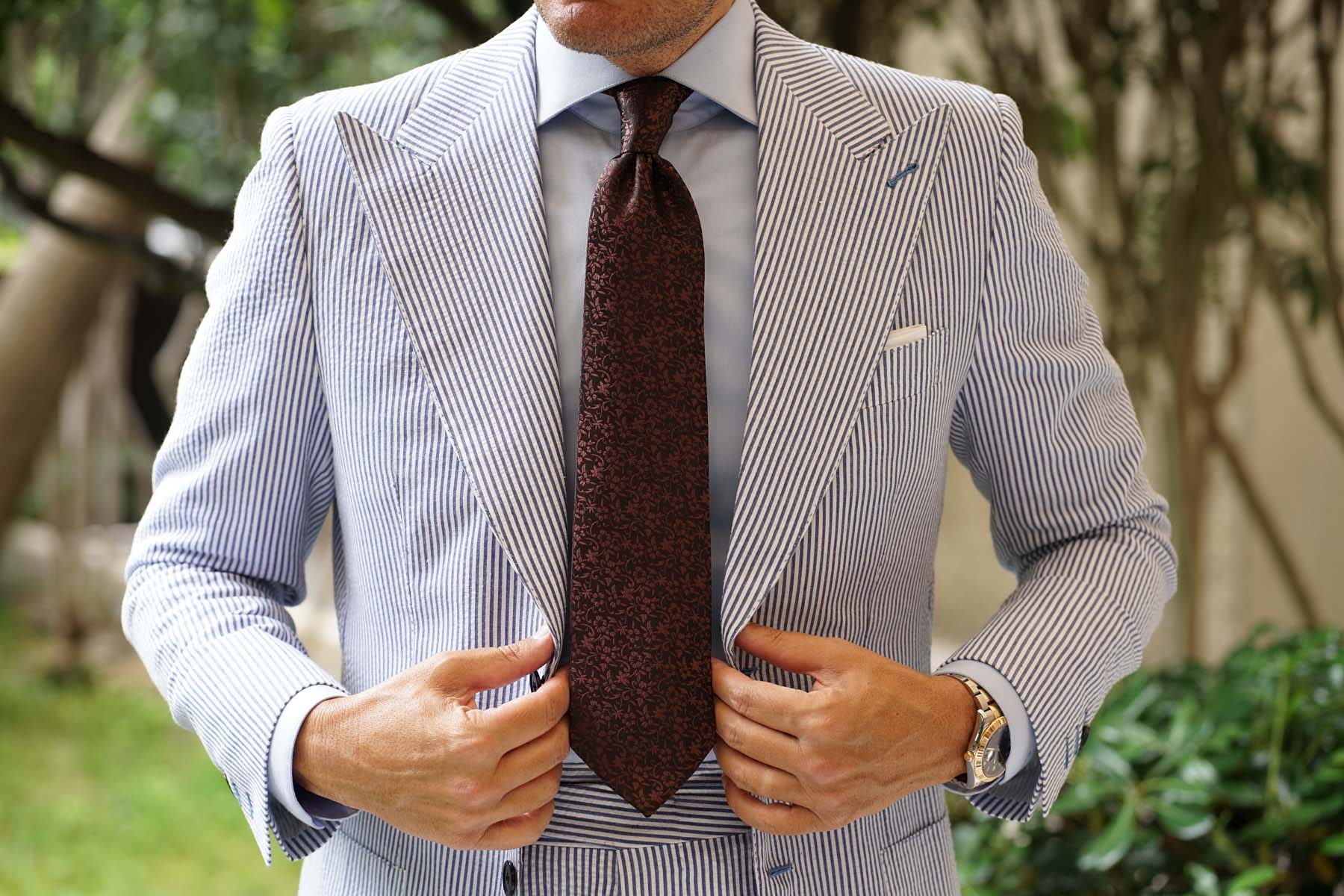 Truffle Brown Floral Necktie - Image 7