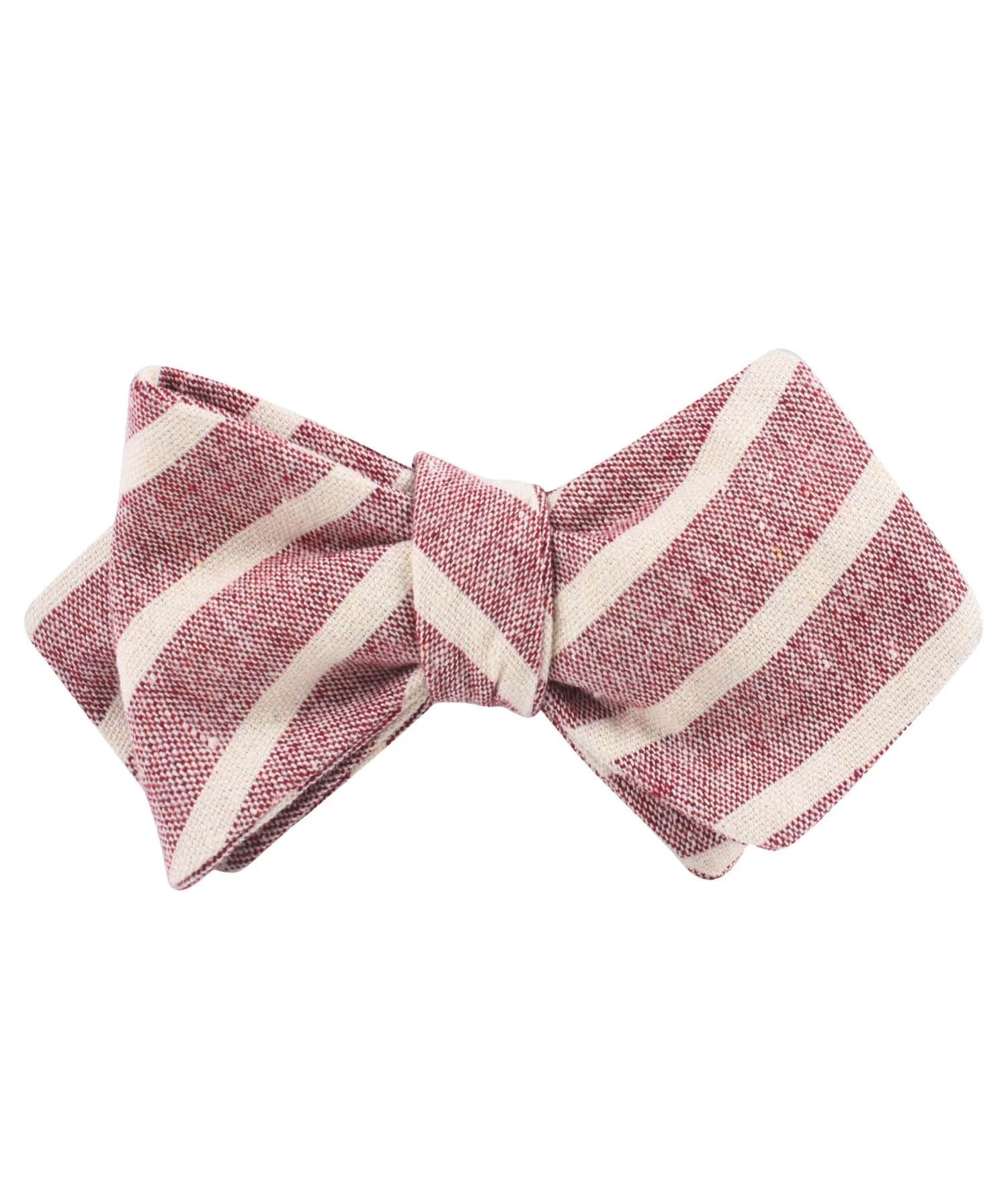 Turkish Delight Red Stripe Linen Diamond Self Bow Tie - Image 2