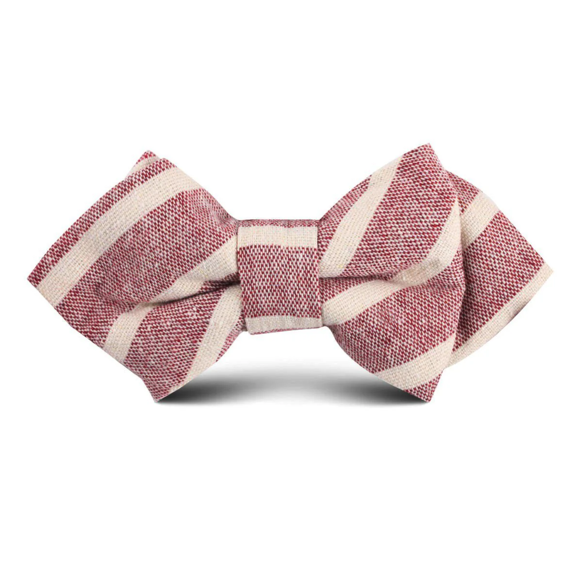 Turkish Delight Red Stripe Linen Kids Diamond Bow Tie
