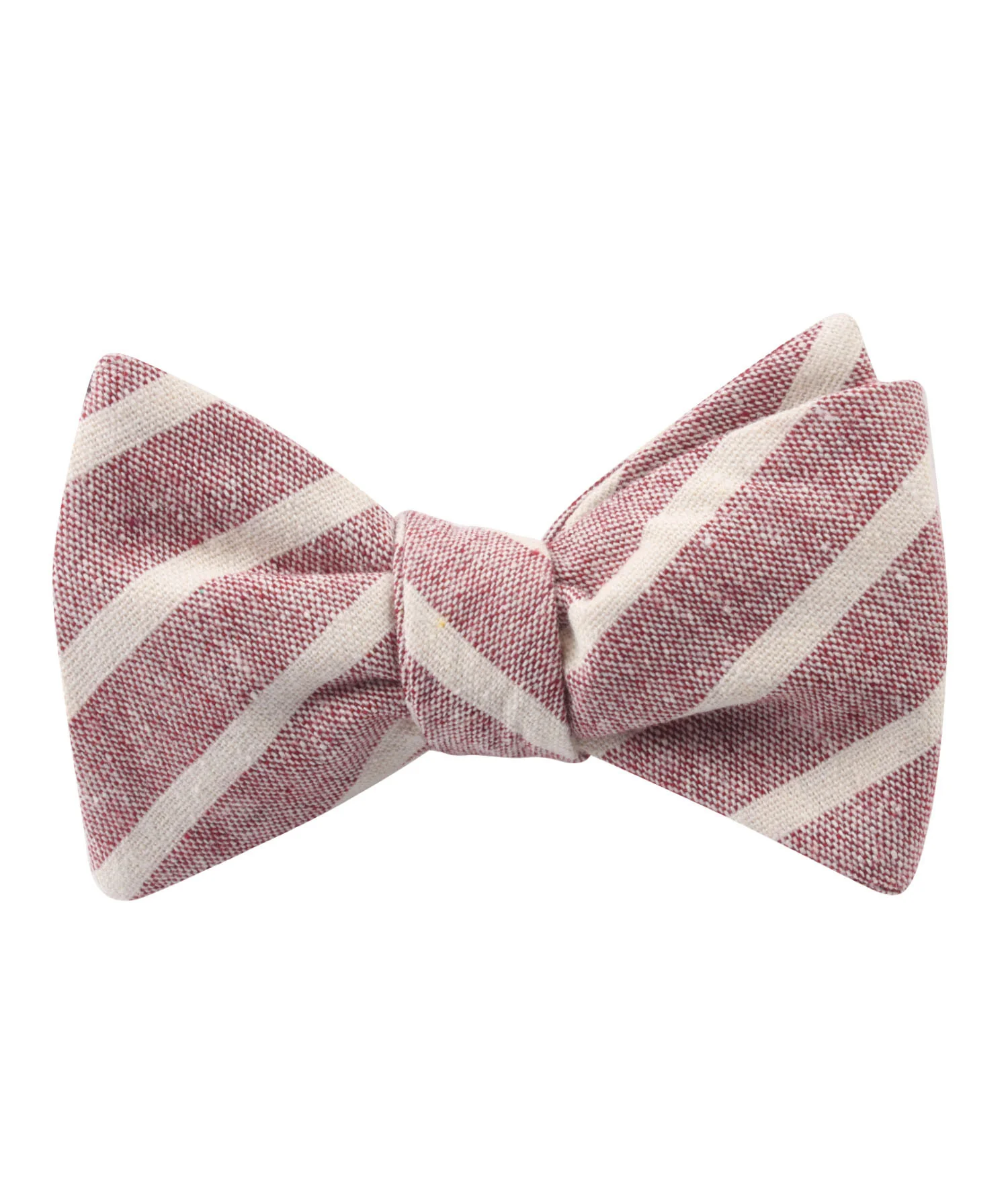 Turkish Delight Red Stripe Linen Self Bow Tie - Image 2