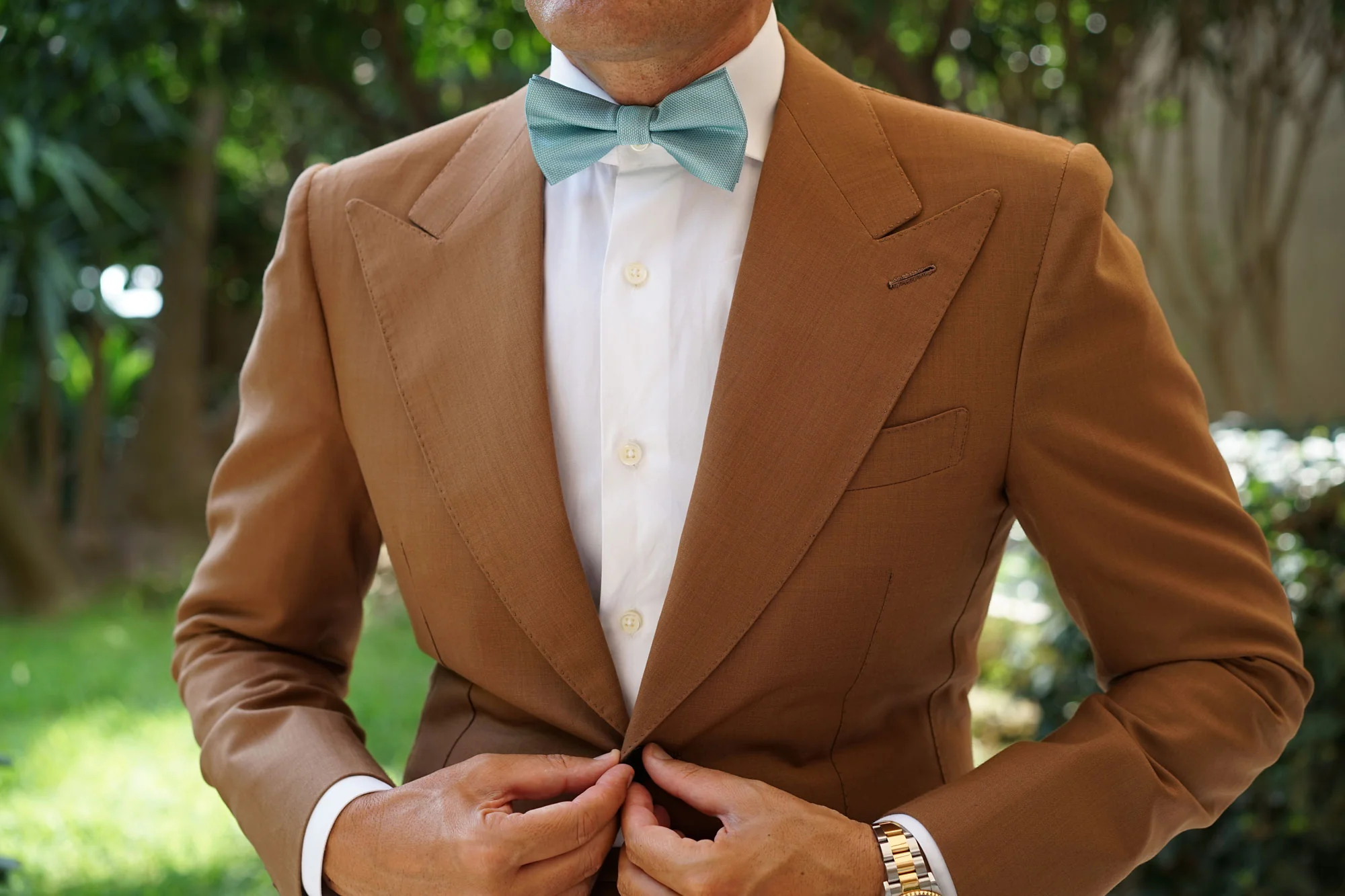 Turkish Teal Blue Weave Bow Tie - Image 3