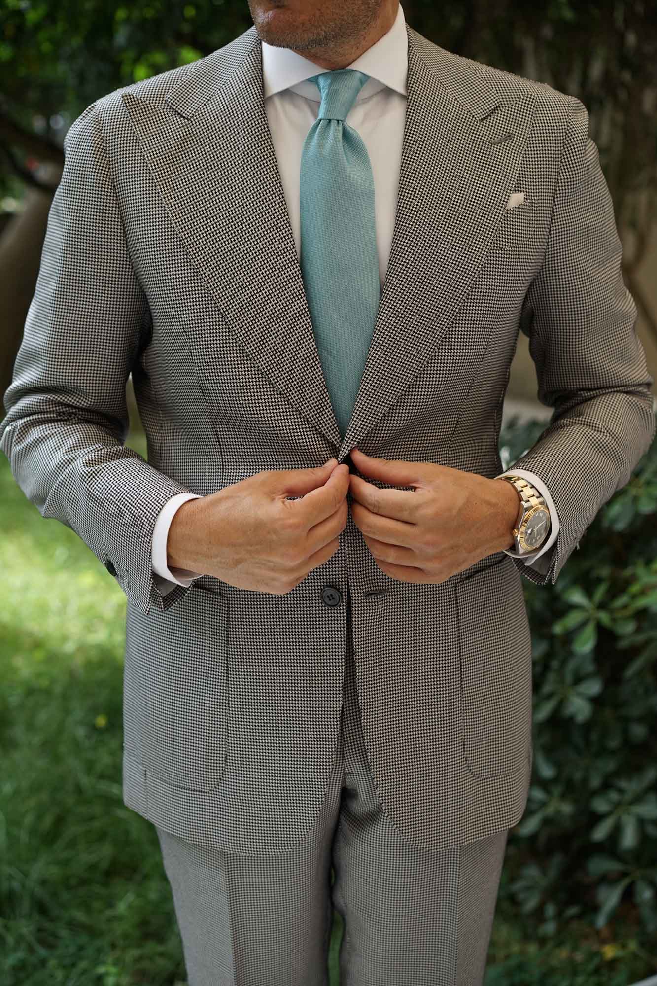 Turkish Teal Blue Weave Necktie - Image 6