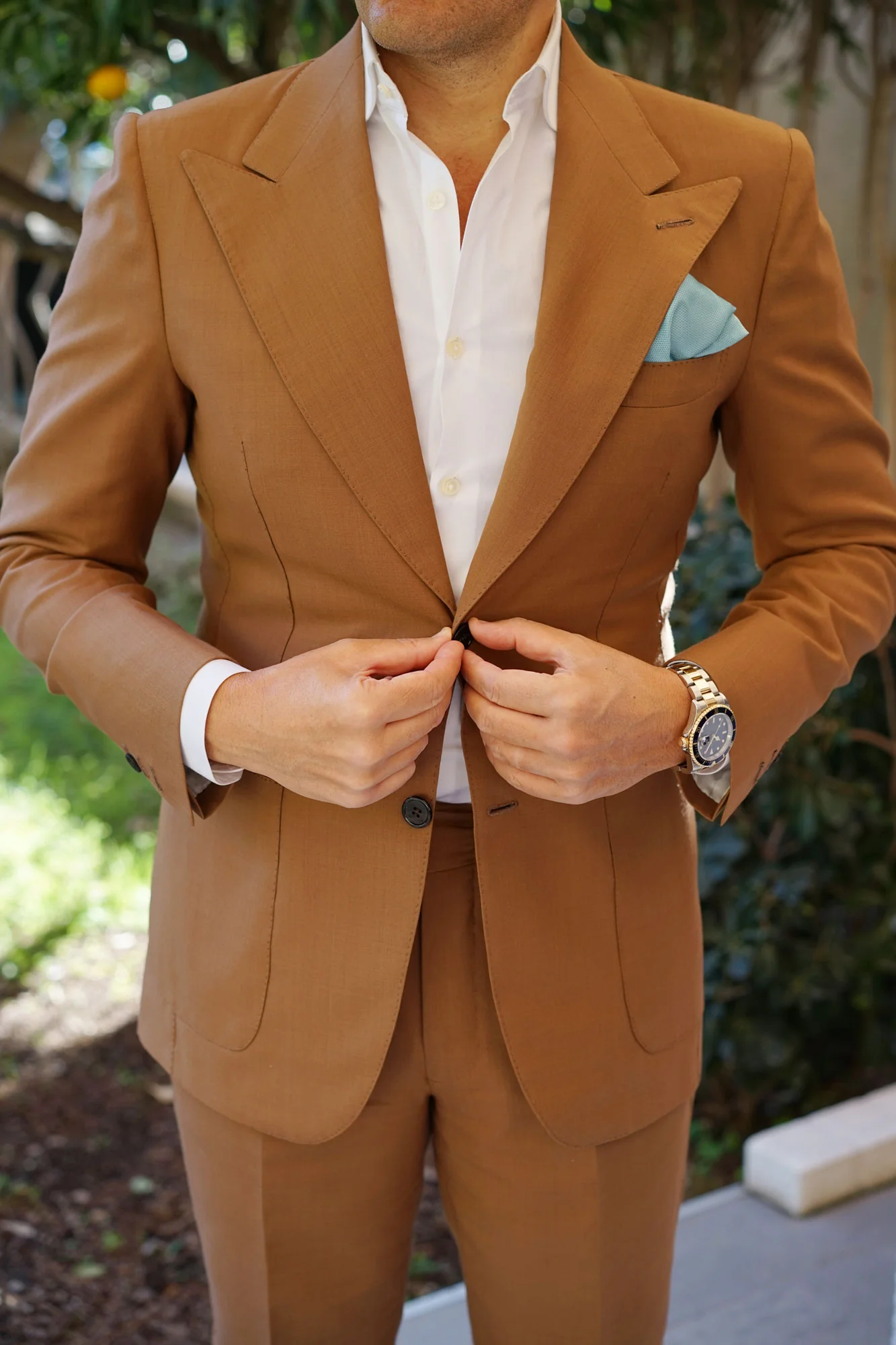 Turkish Teal Blue Weave Pocket Square - Image 4