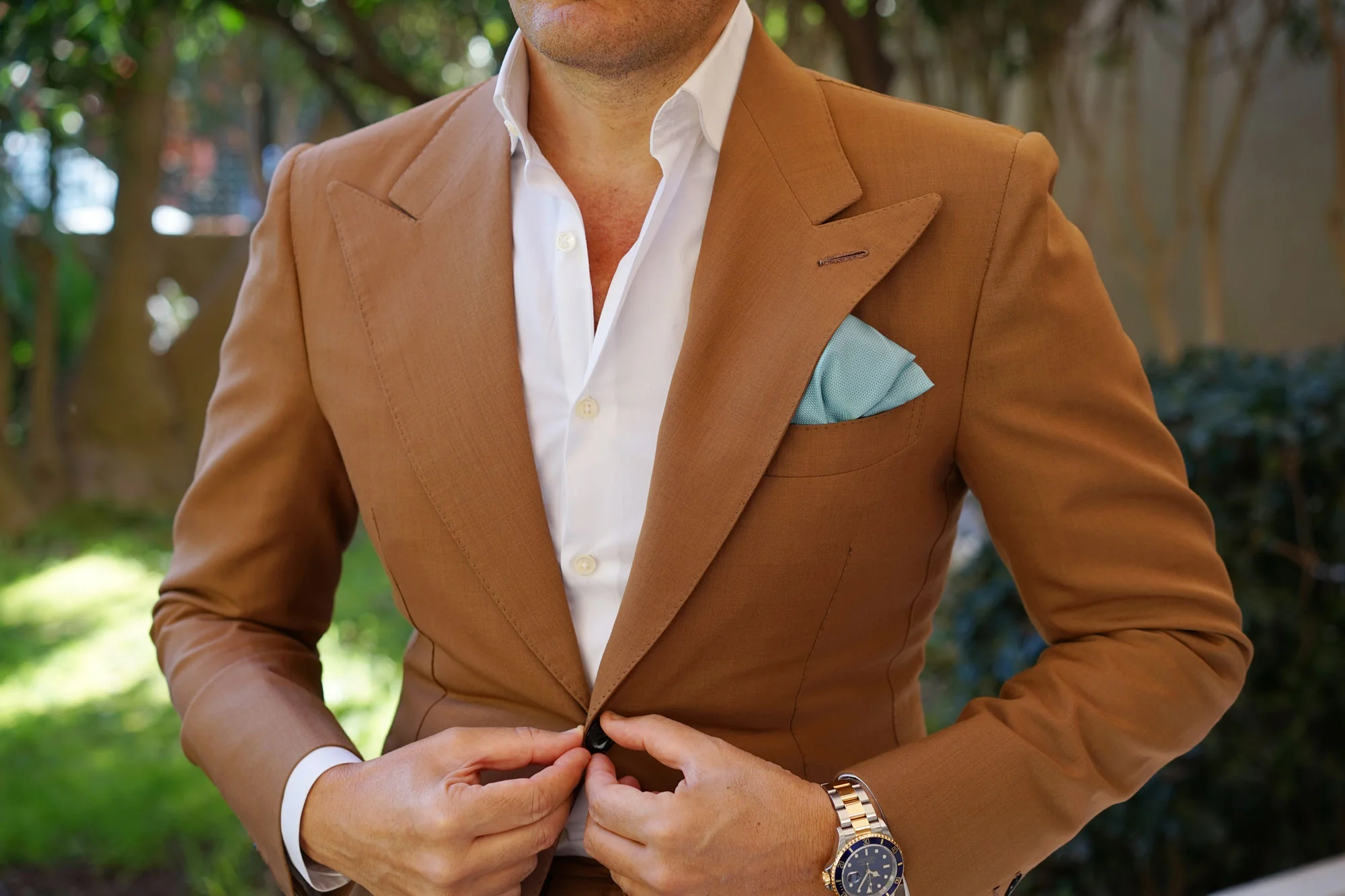 Turkish Teal Blue Weave Pocket Square - Image 7