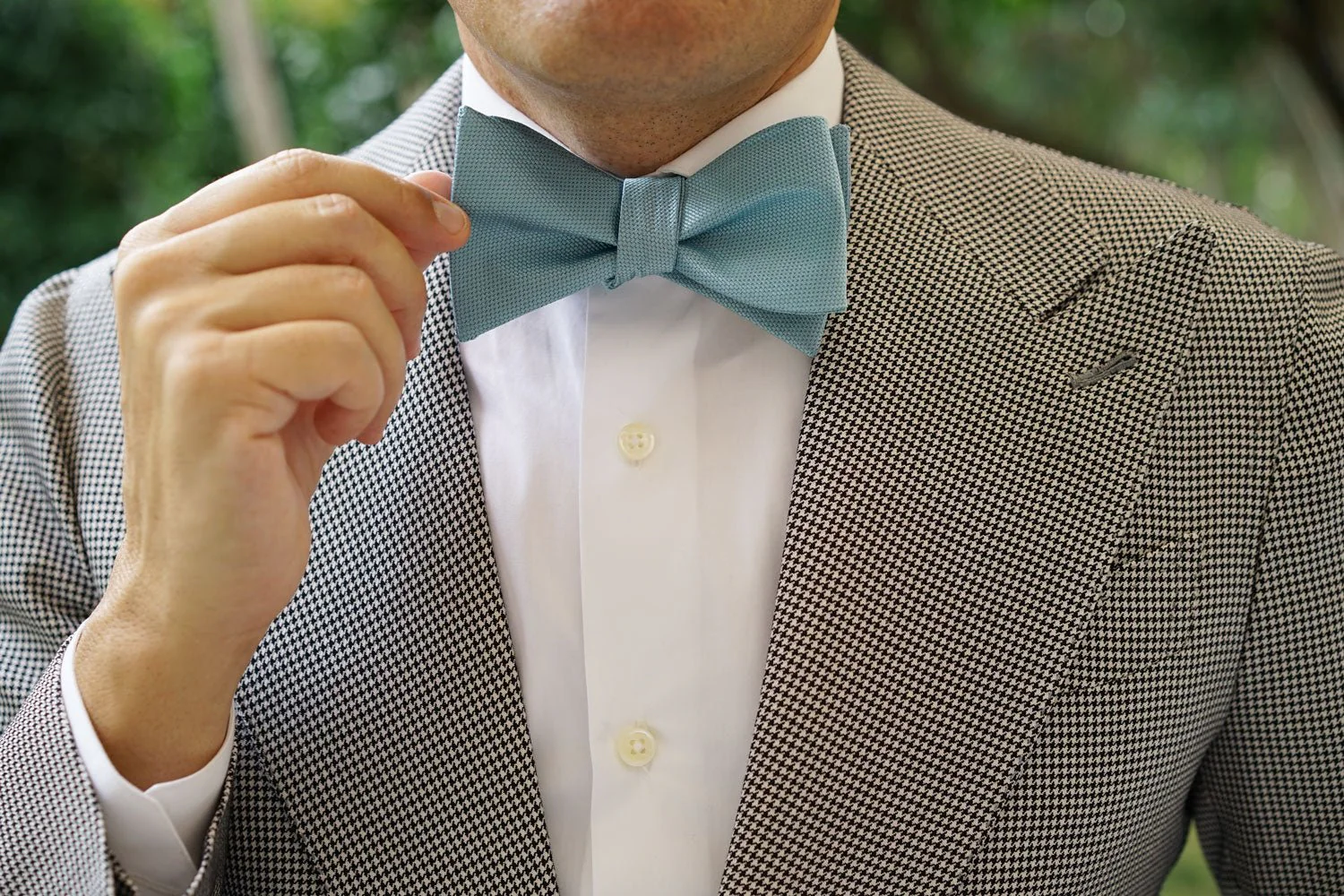 Turkish Teal Blue Weave Self Bow Tie - Image 6