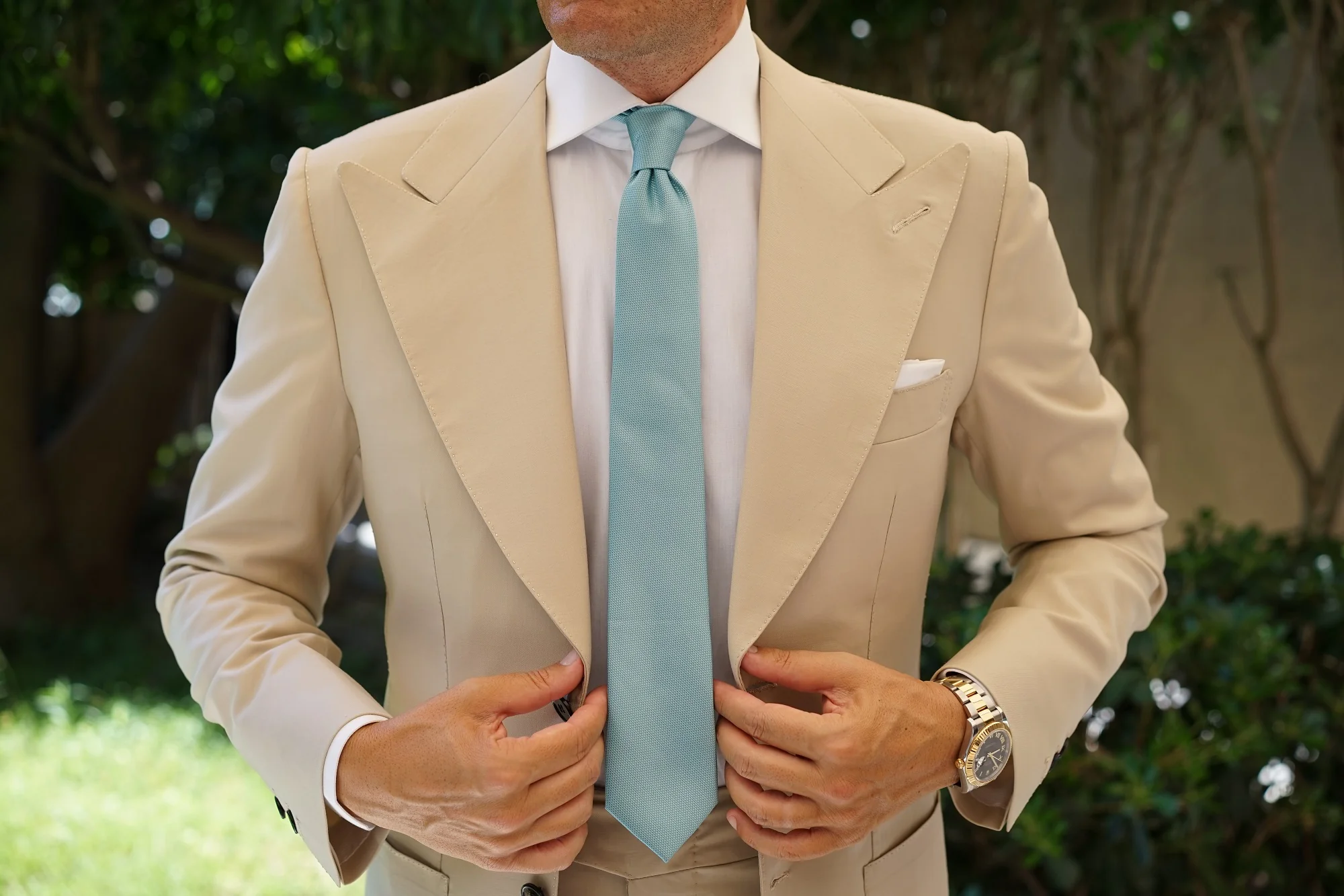 Turkish Teal Blue Weave Skinny Tie - Image 4