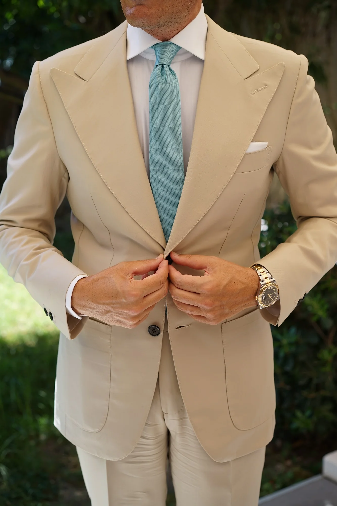Turkish Teal Blue Weave Skinny Tie - Image 5