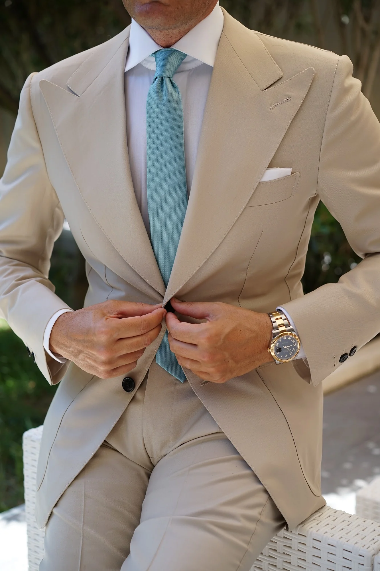Turkish Teal Blue Weave Skinny Tie - Image 7