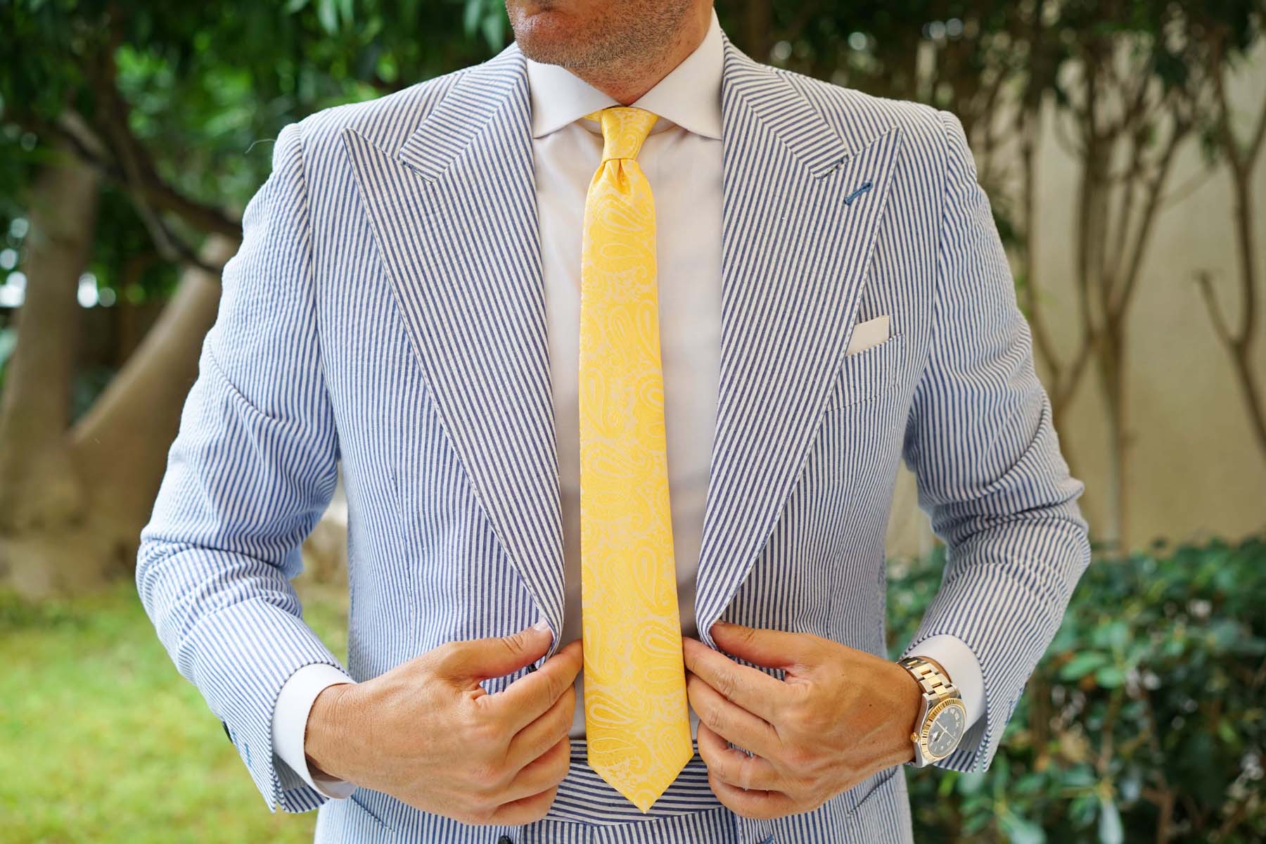 Tuscan Sun Yellow Paisley Skinny Tie - Image 4