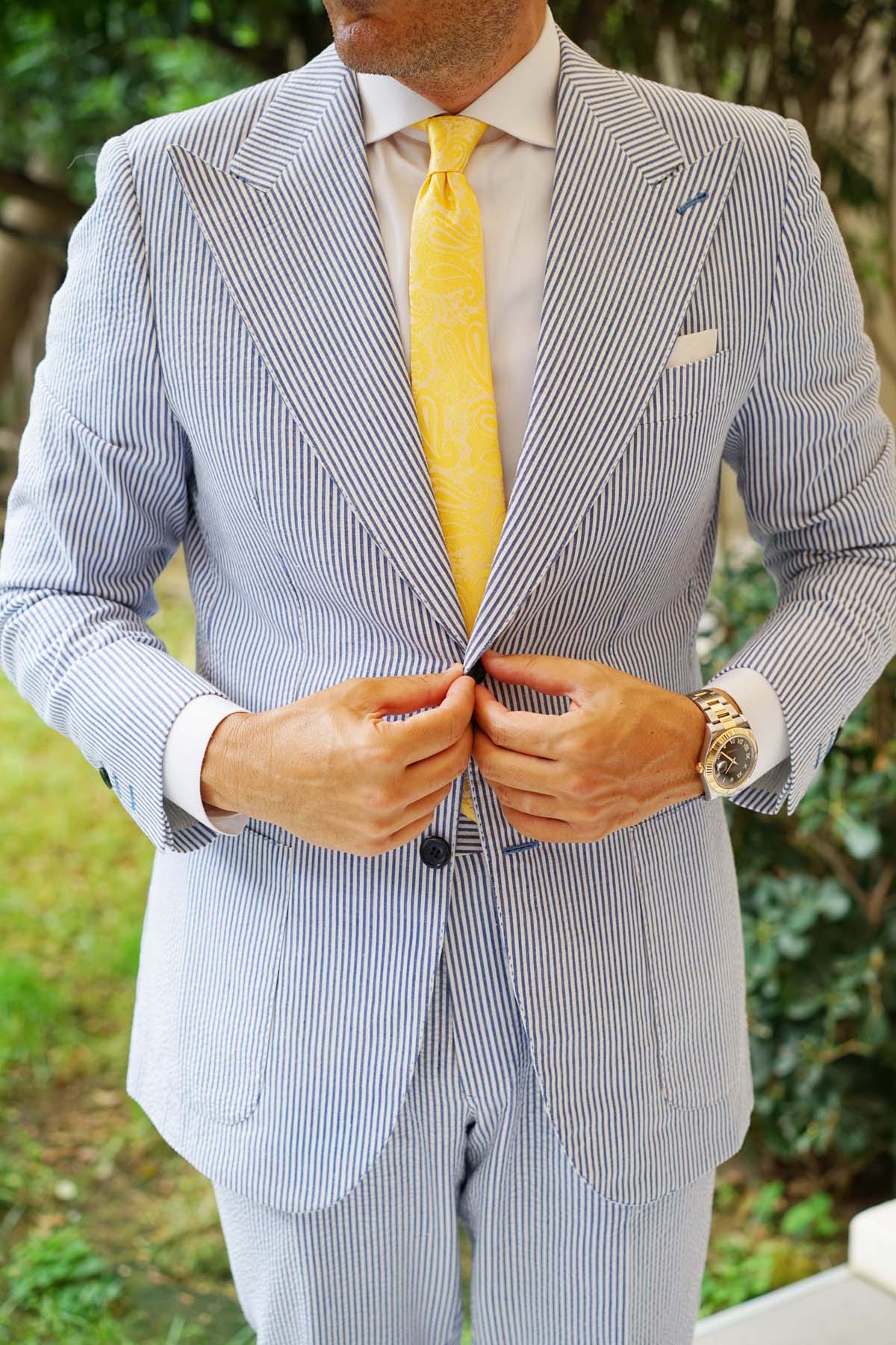 Tuscan Sun Yellow Paisley Skinny Tie - Image 5