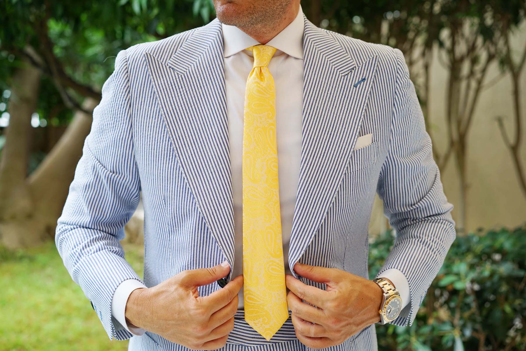 Tuscan Sun Yellow Paisley Skinny Tie - Image 8
