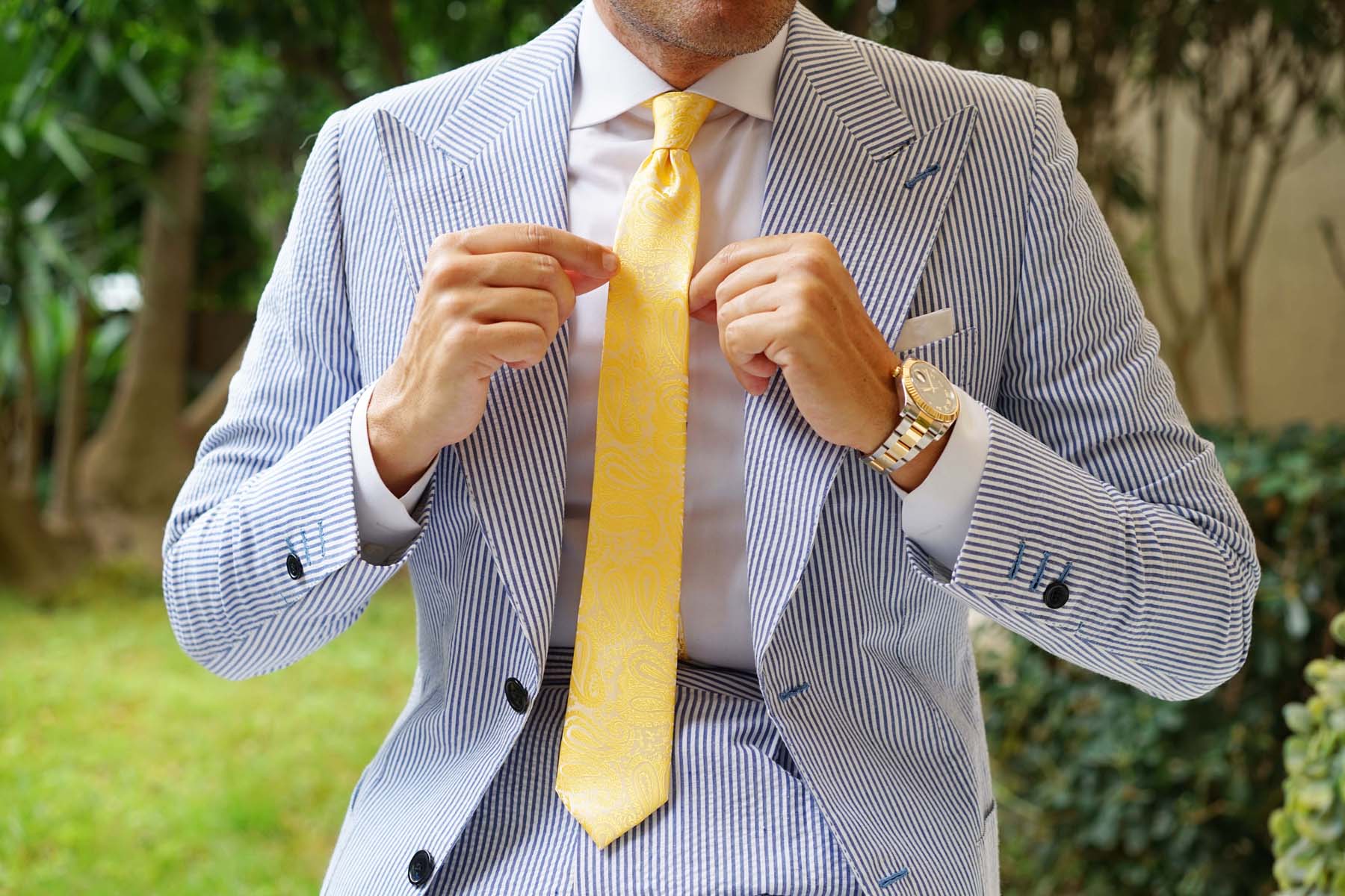 Tuscan Sun Yellow Paisley Skinny Tie - Image 9
