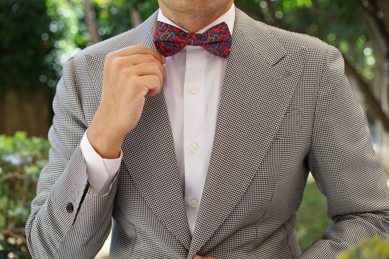 Valentina Red Shiraz Paisley Bow Tie - Image 5