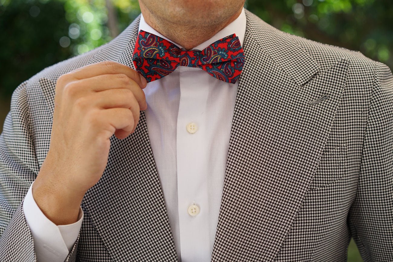 Valentina Red Shiraz Paisley Bow Tie - Image 6