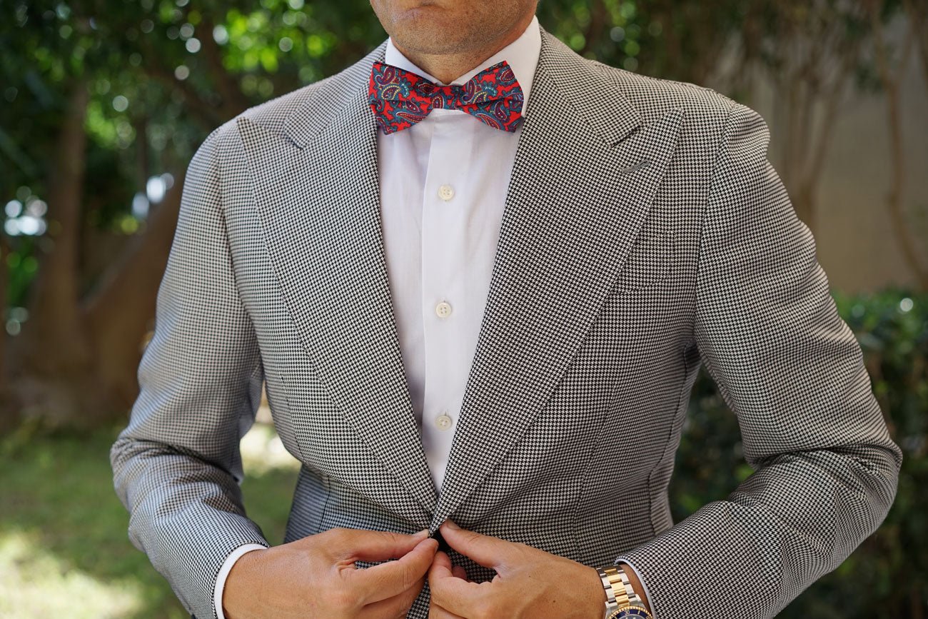 Valentina Red Shiraz Paisley Bow Tie - Image 8