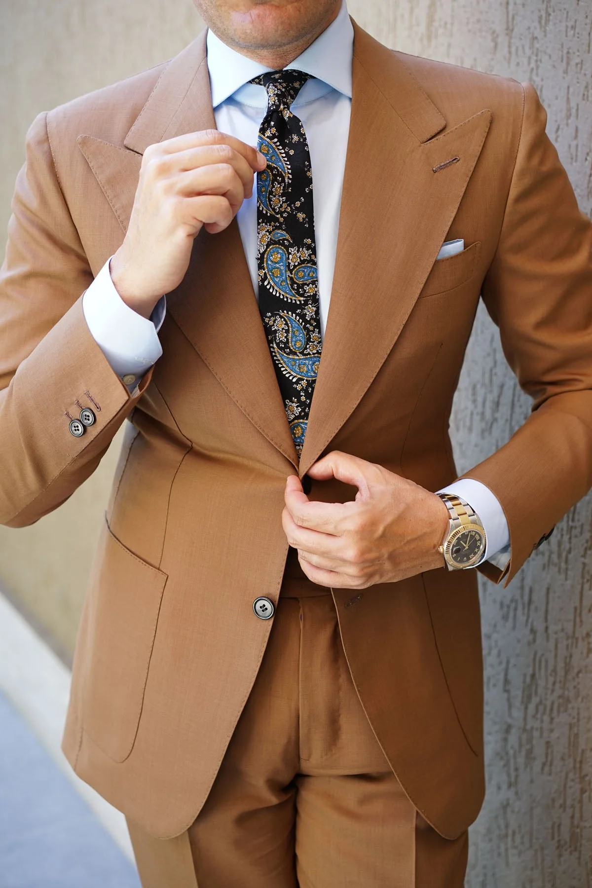 Venetian Lagoon Blue Paisley Skinny Tie - Image 8