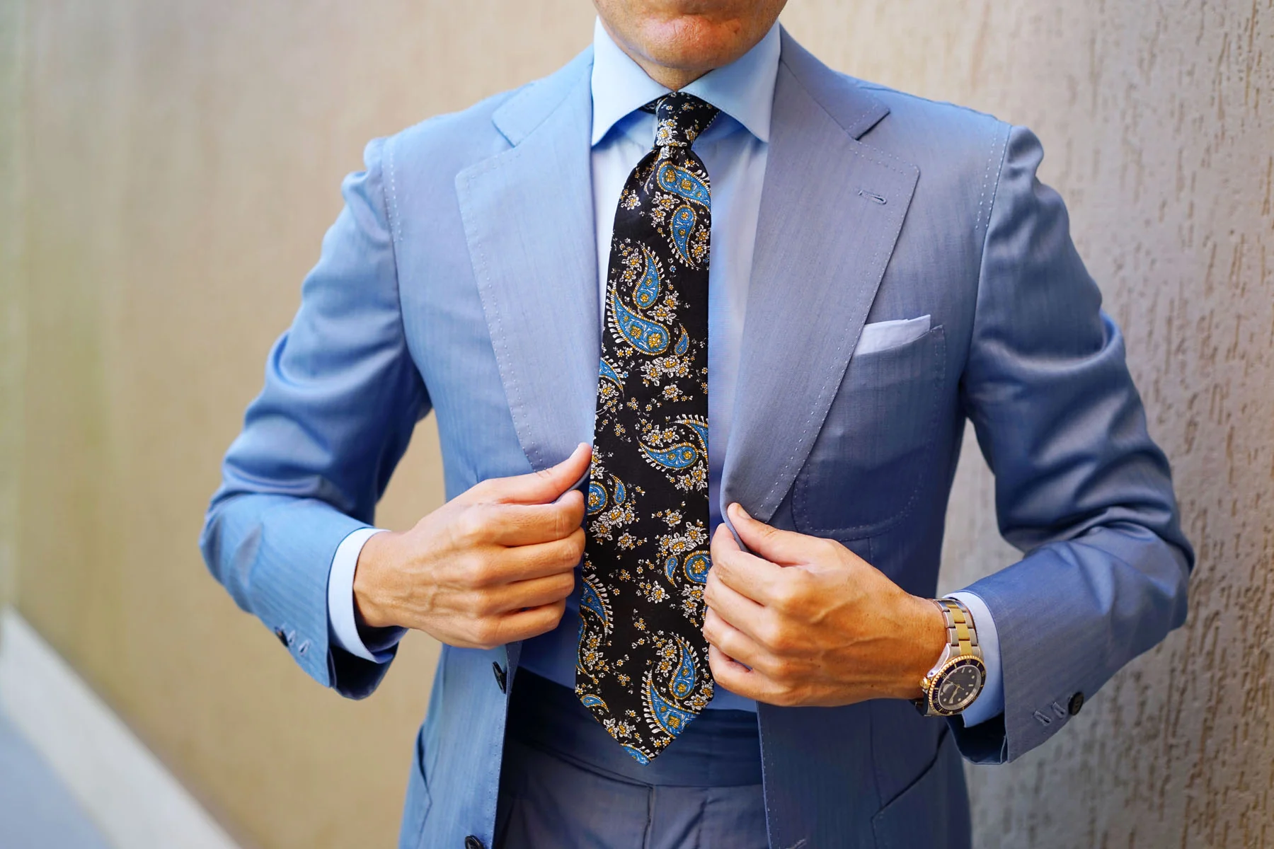 Venetian Lagoon Blue Paisley Tie - Image 4