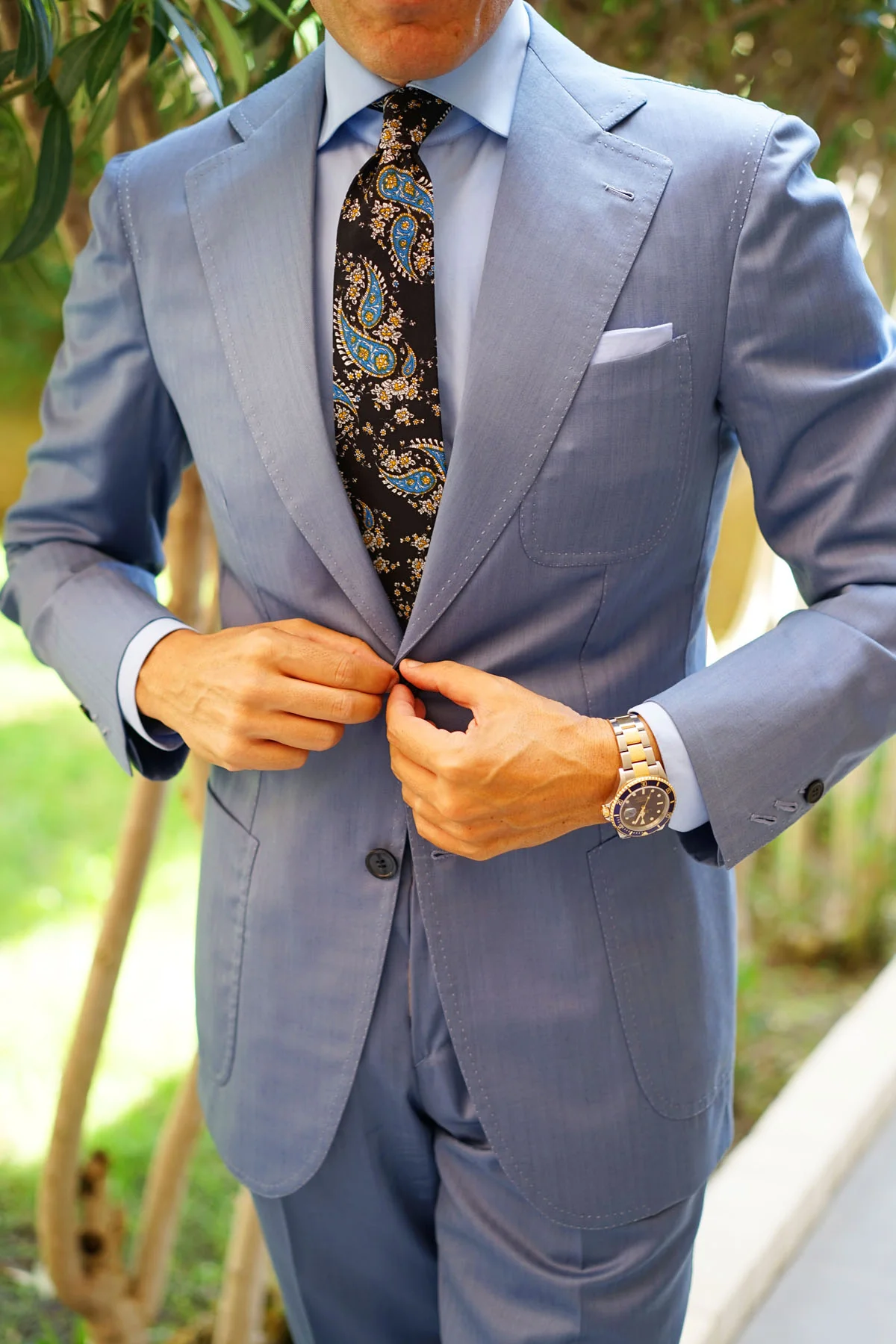 Venetian Lagoon Blue Paisley Tie - Image 5