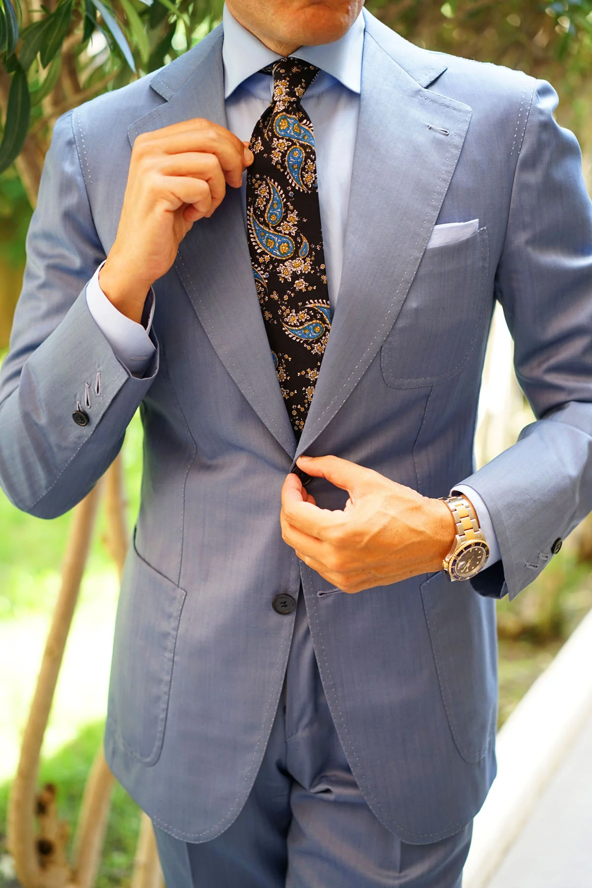 Venetian Lagoon Blue Paisley Tie - Image 7