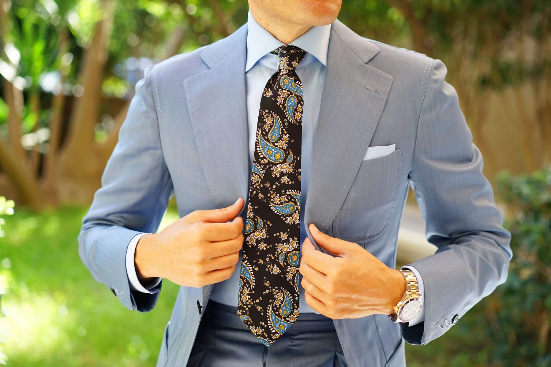 Venetian Lagoon Blue Paisley Tie - Image 9
