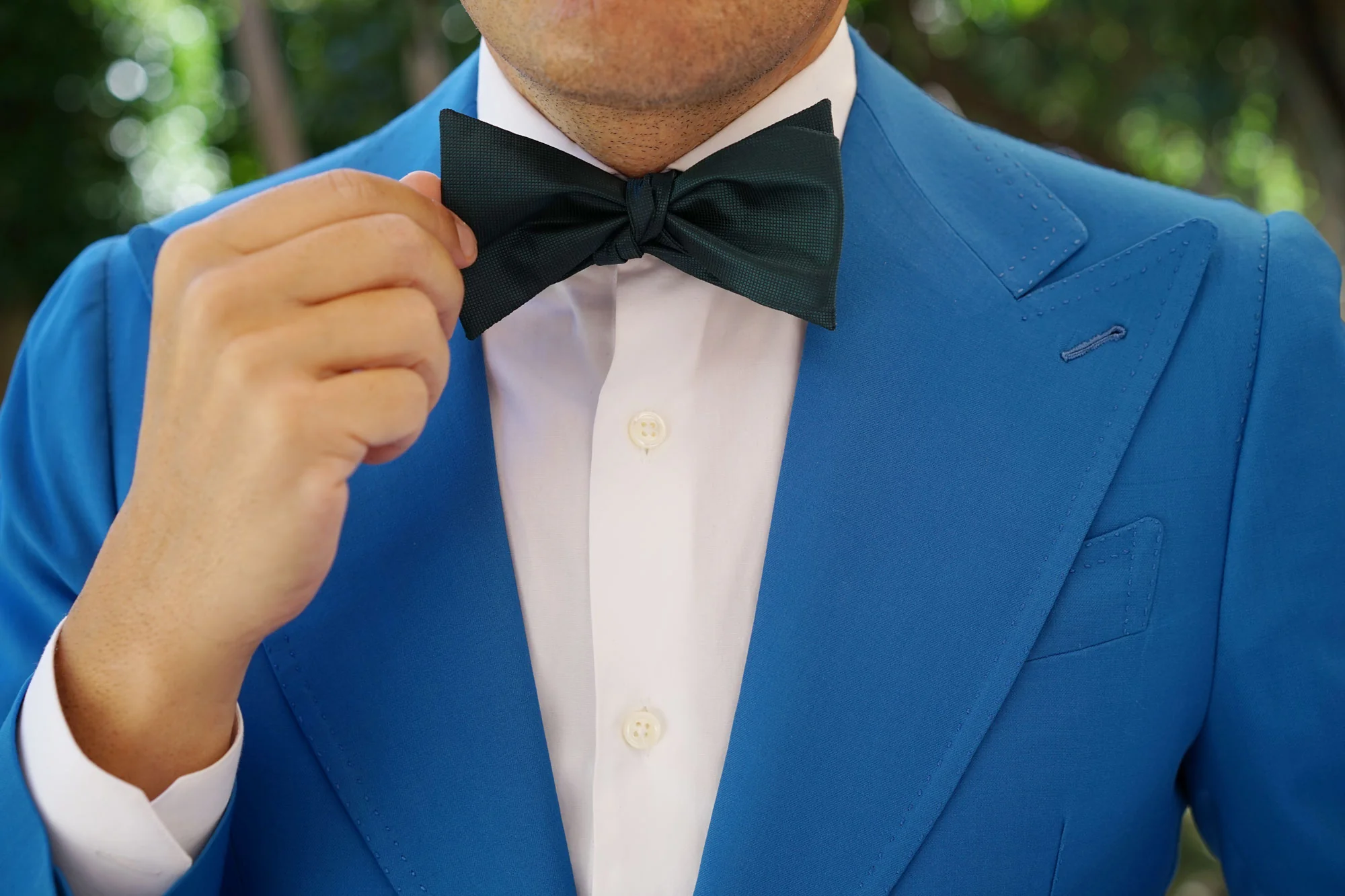 Venice Dark Green Diamond Self Bow Tie - Image 11