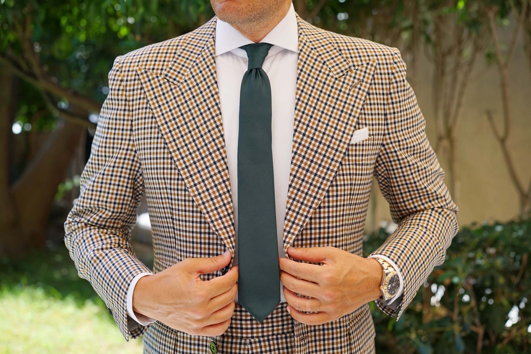 Venice Dark Green Diamond Skinny Tie - Image 4
