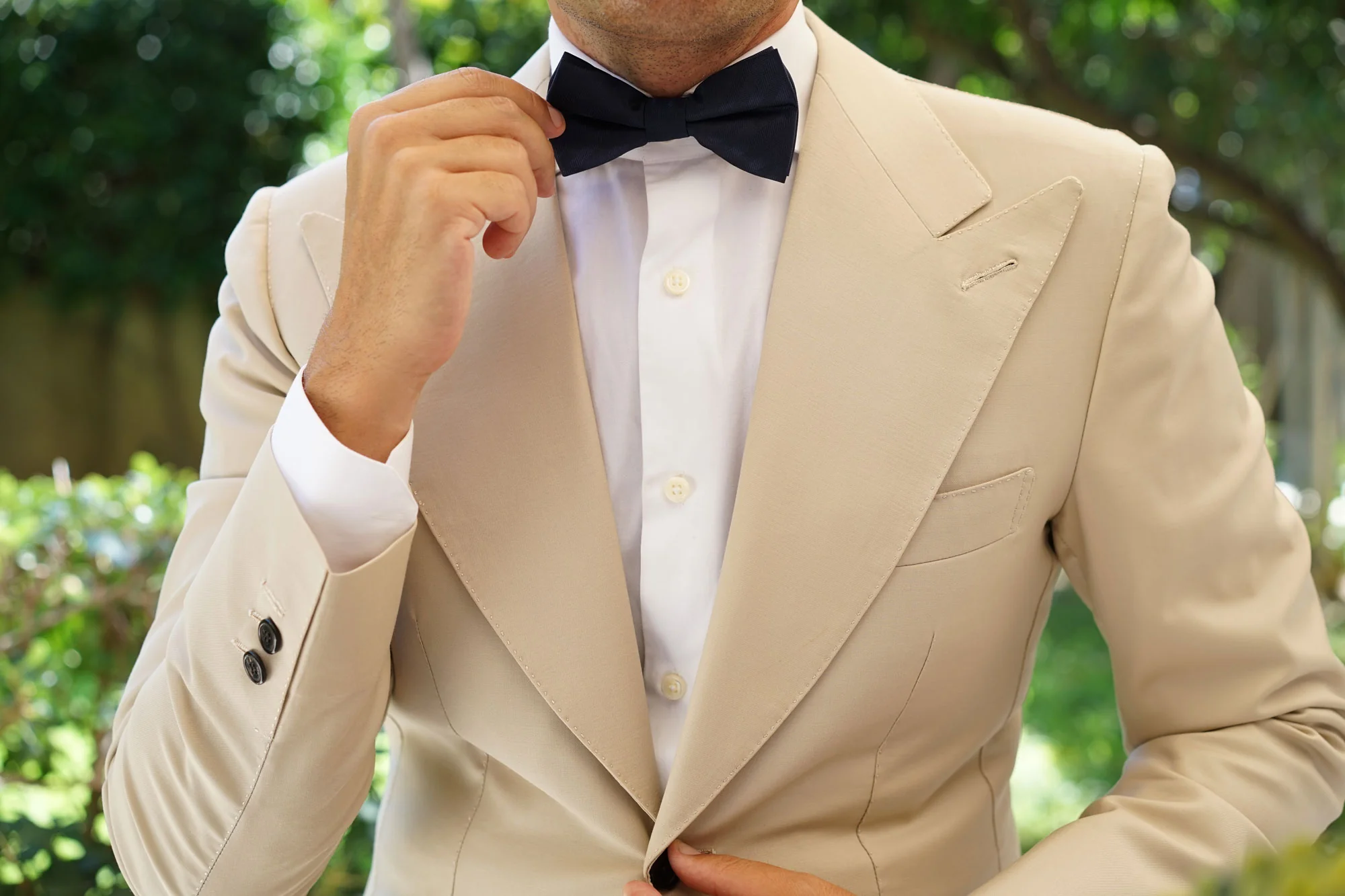 Venice Navy Blue Striped Bow Tie - Image 5