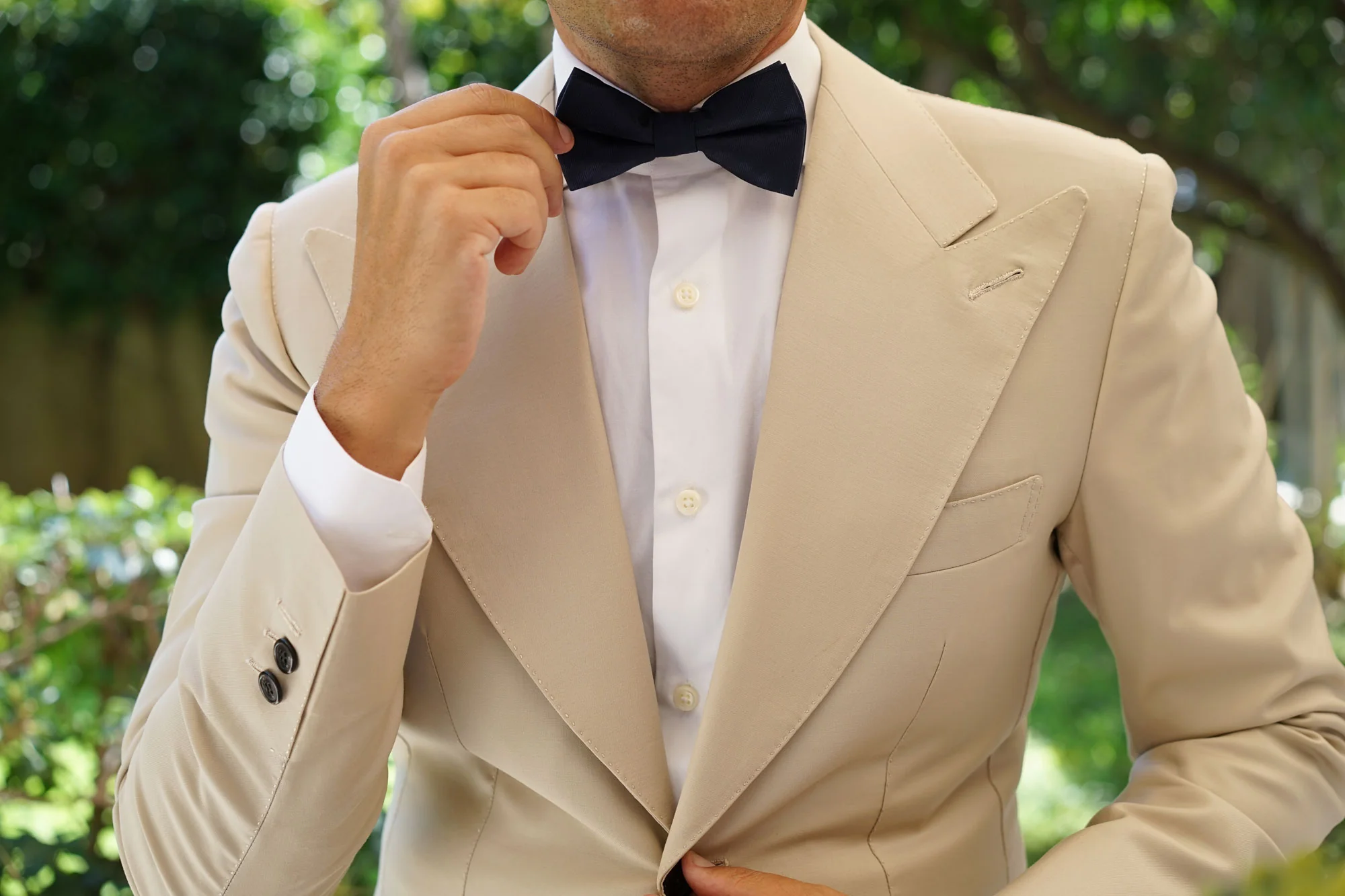 Venice Navy Blue Striped Bow Tie - Image 7