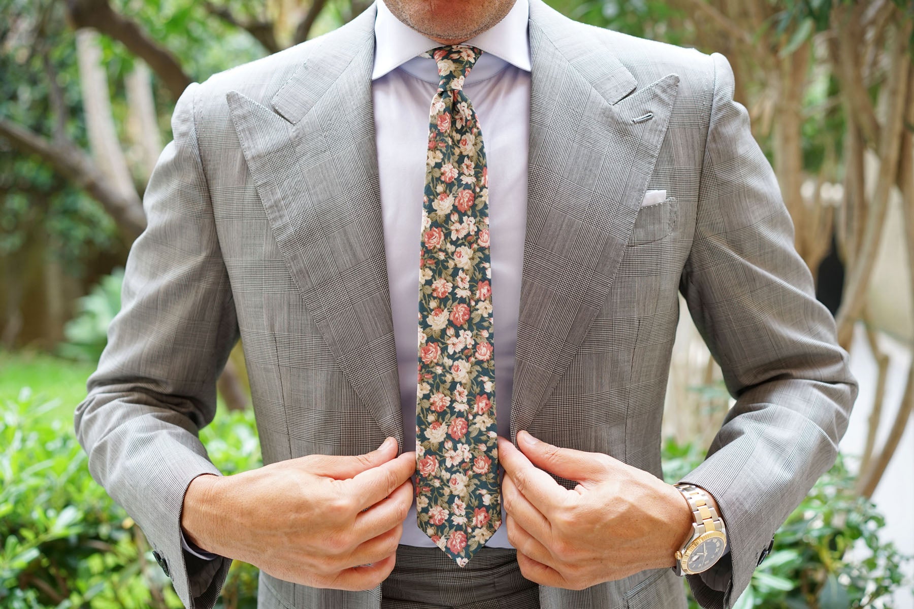 Villa d’Este Italian Floral Skinny Tie - Image 4
