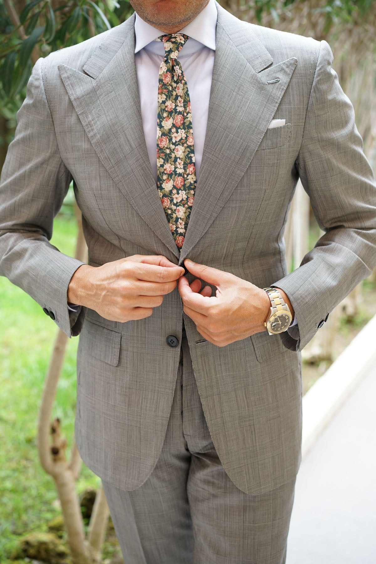 Villa d’Este Italian Floral Skinny Tie - Image 5