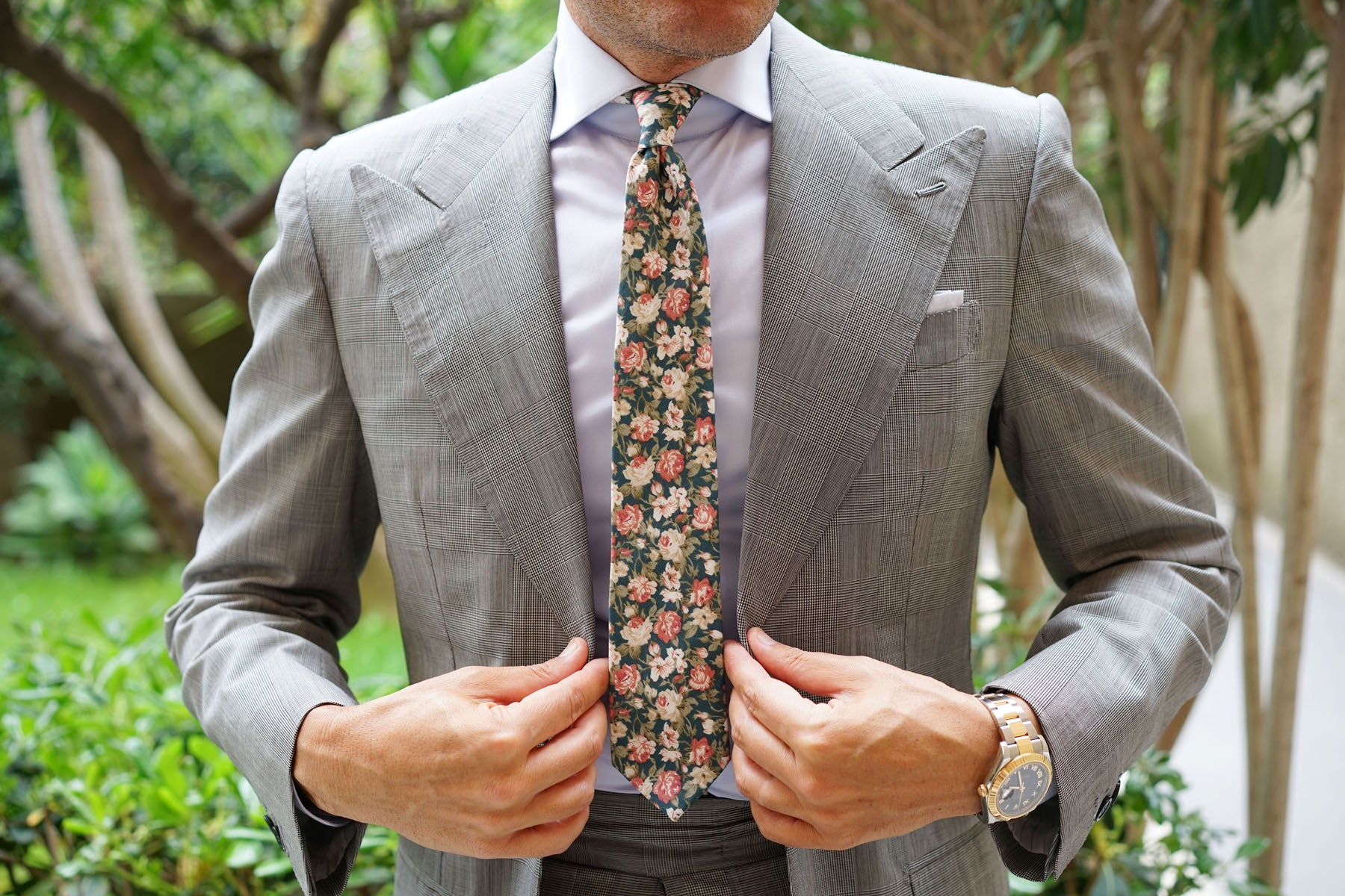 Villa d’Este Italian Floral Skinny Tie - Image 6