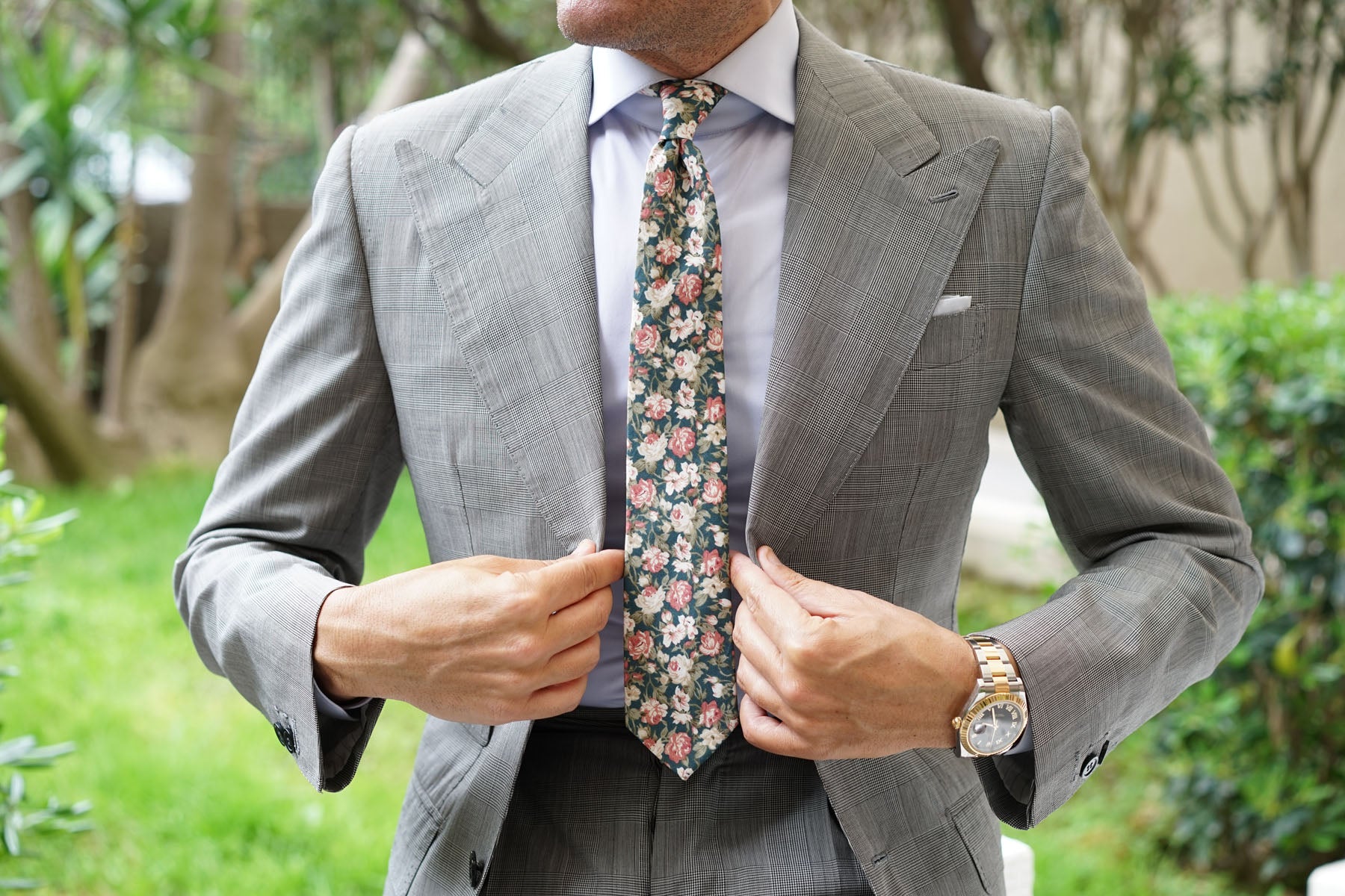 Villa d’Este Italian Floral Skinny Tie - Image 8