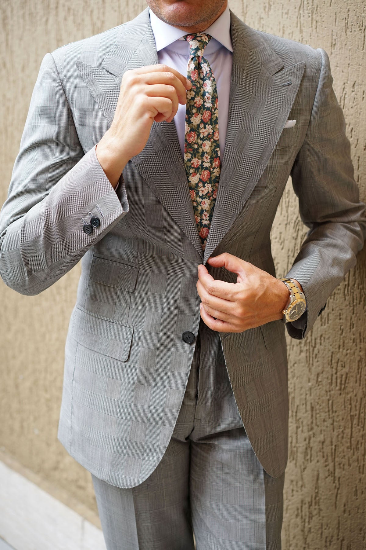 Villa d’Este Italian Floral Skinny Tie - Image 9