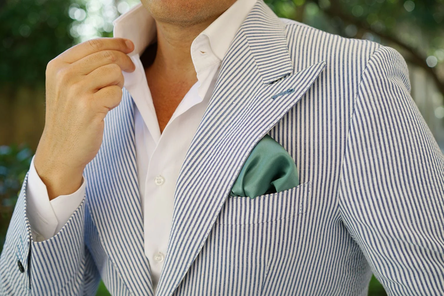 Viridian Green Satin Pocket Square - Image 6