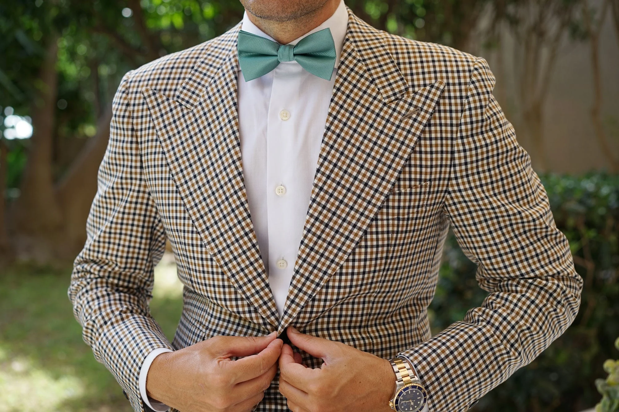 Viridian Green Twill Bow Tie - Image 3