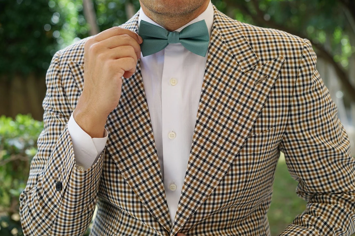 Viridian Green Twill Bow Tie - Image 5