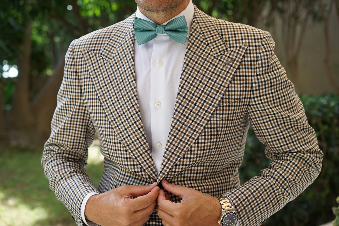 Viridian Green Twill Bow Tie - Image 7