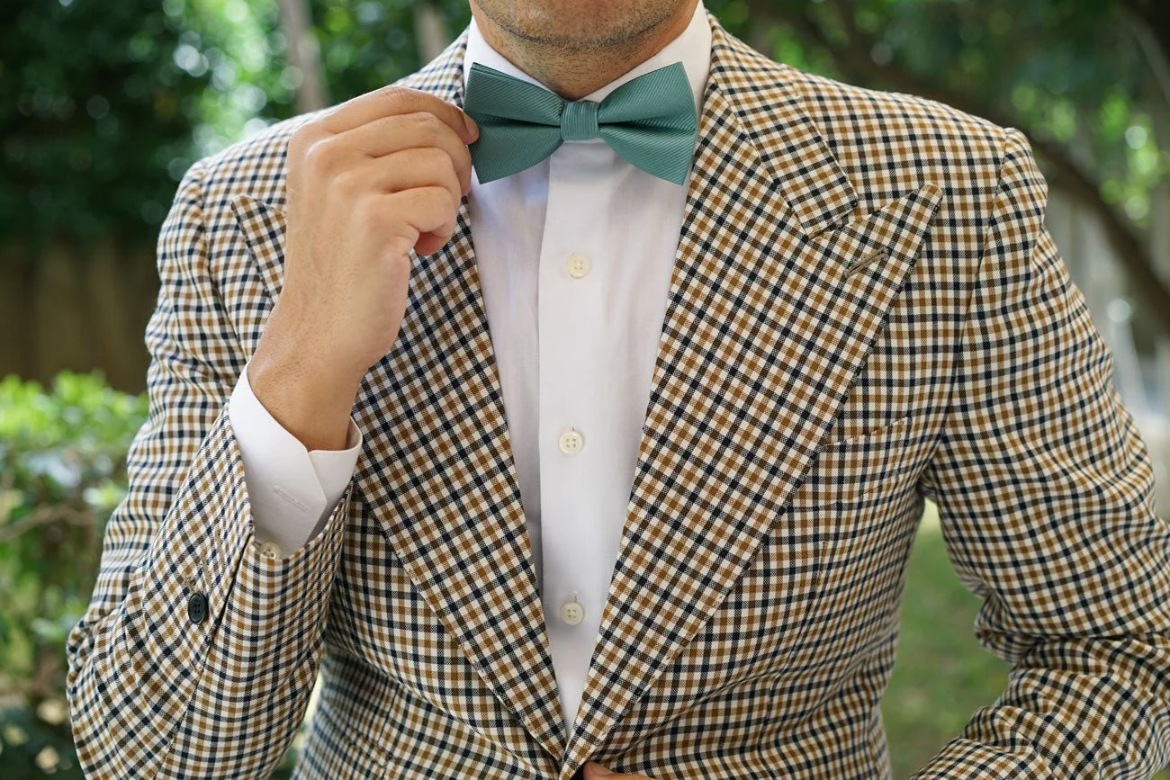 Viridian Green Twill Bow Tie - Image 8