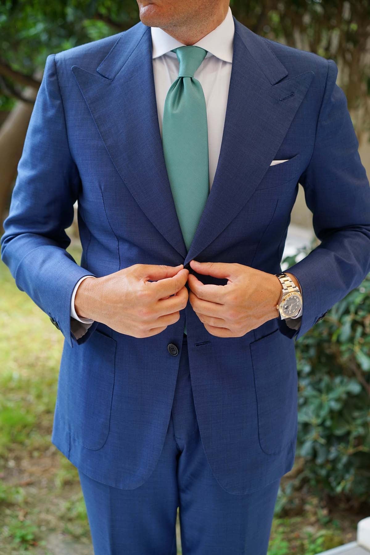 Viridian Green Twill Necktie - Image 5