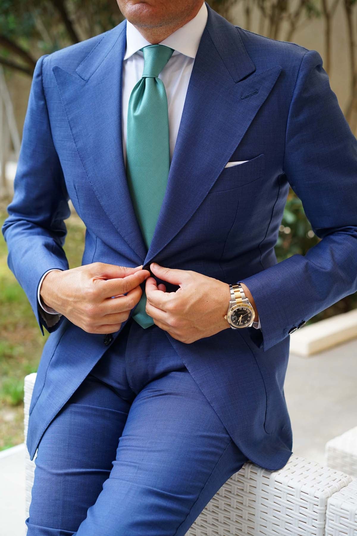 Viridian Green Twill Necktie - Image 7