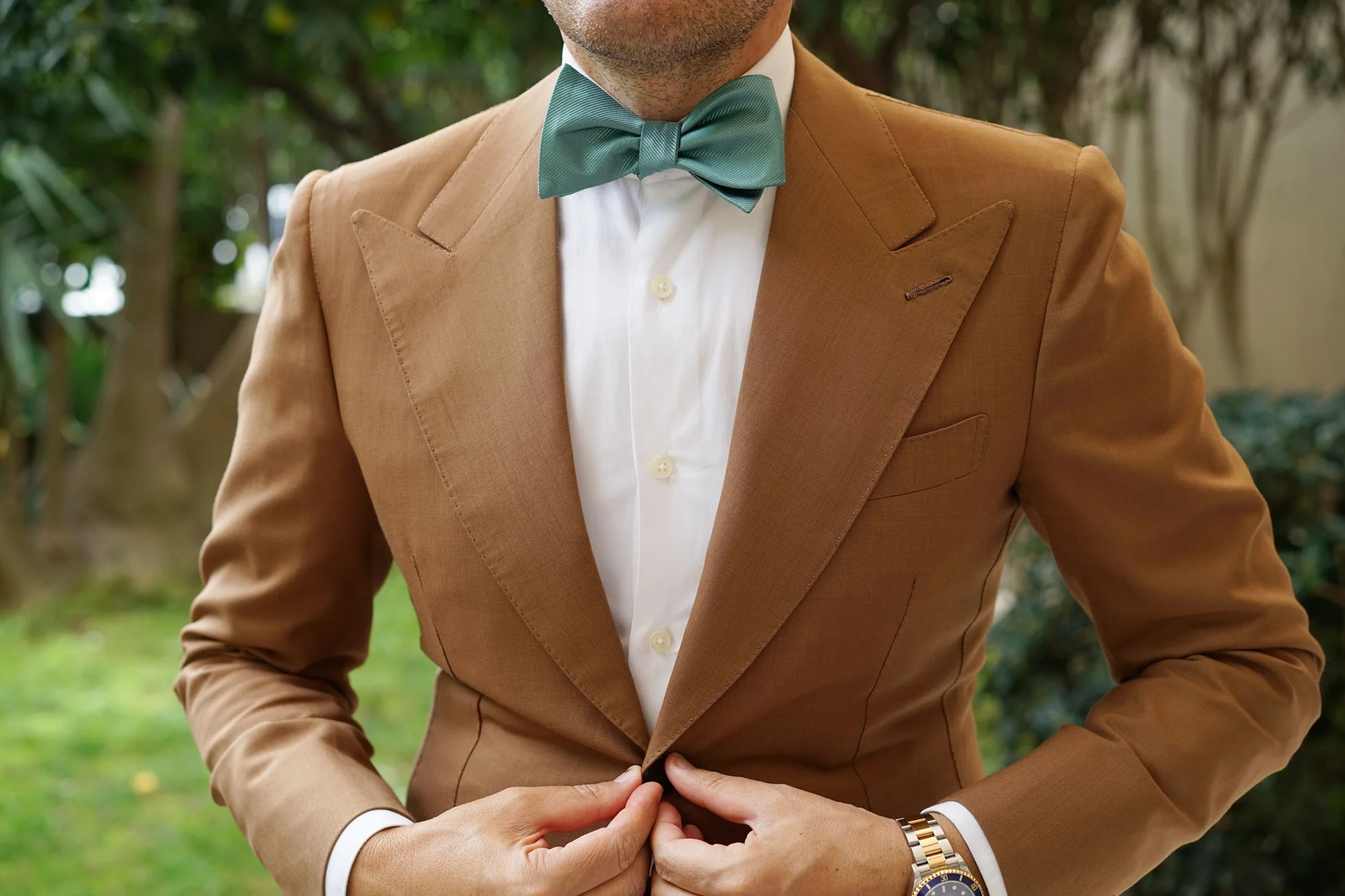 Viridian Green Twill Self Bow Tie - Image 9