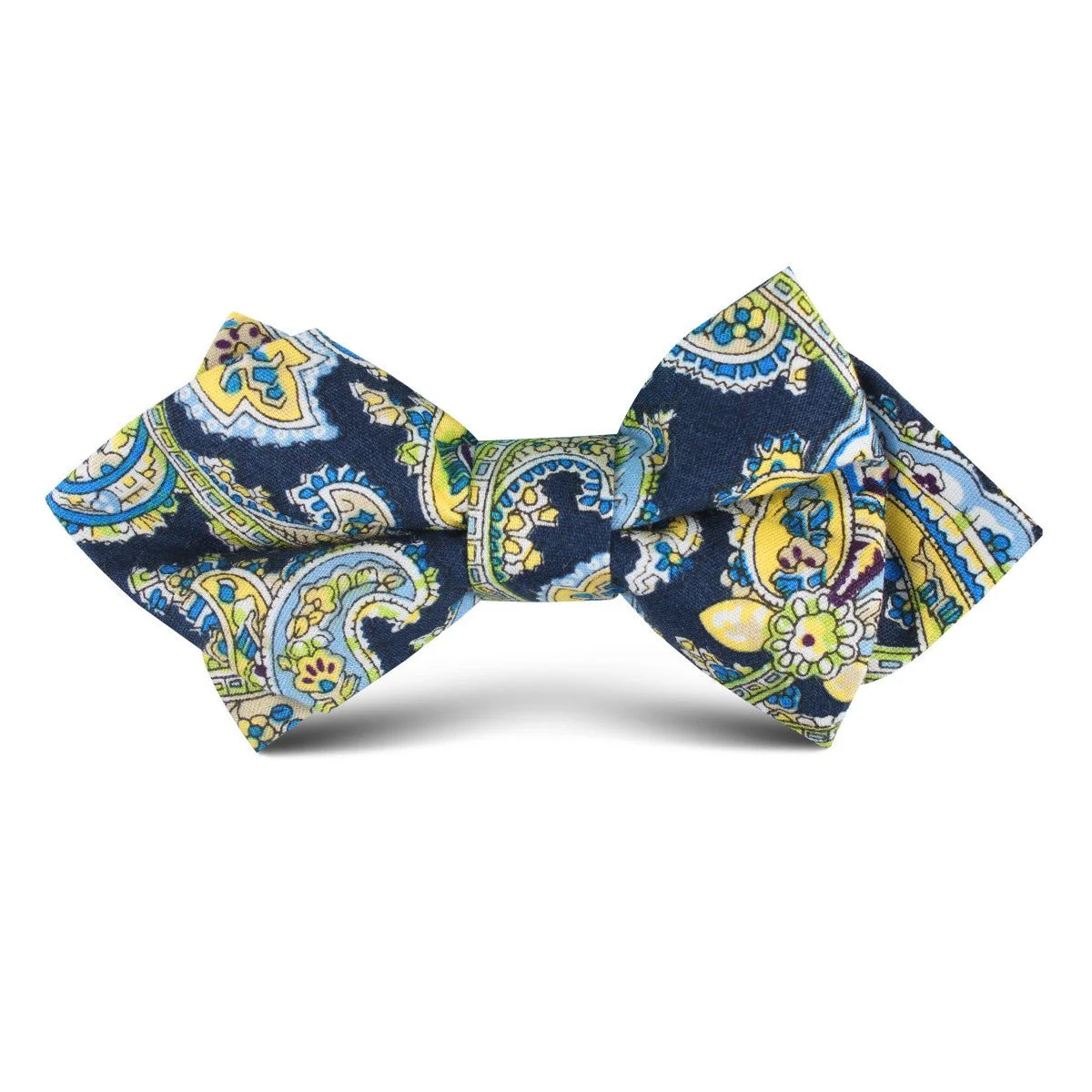 Vivara Yellow on Blue Paisley Kids Diamond Bow Tie