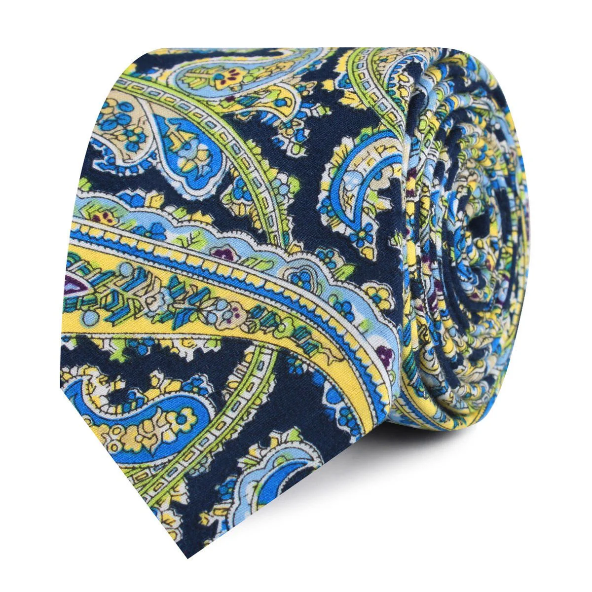Vivara Yellow on Blue Paisley Skinny Tie - Image 2