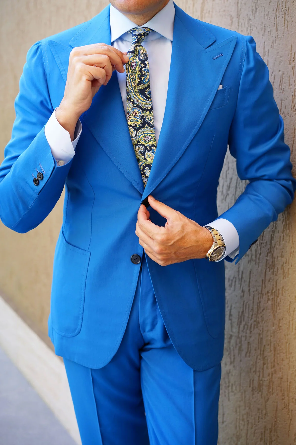 Vivara Yellow on Blue Paisley Skinny Tie - Image 7