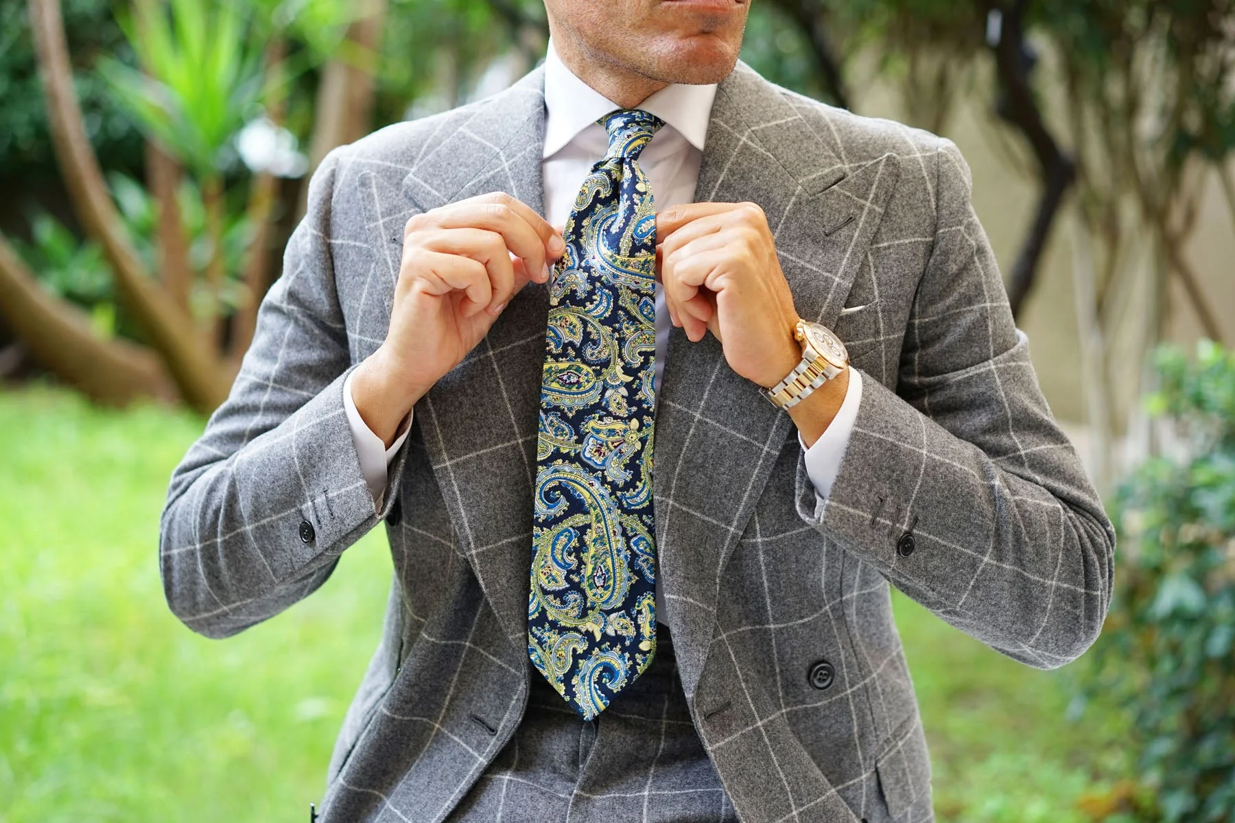 Vivara Yellow on Blue Paisley Tie - Image 6