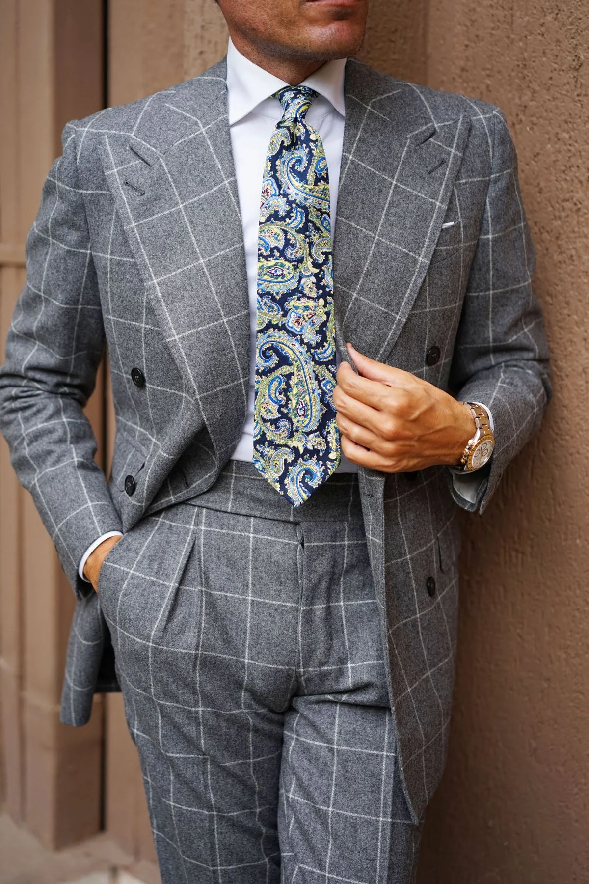 Vivara Yellow on Blue Paisley Tie - Image 7