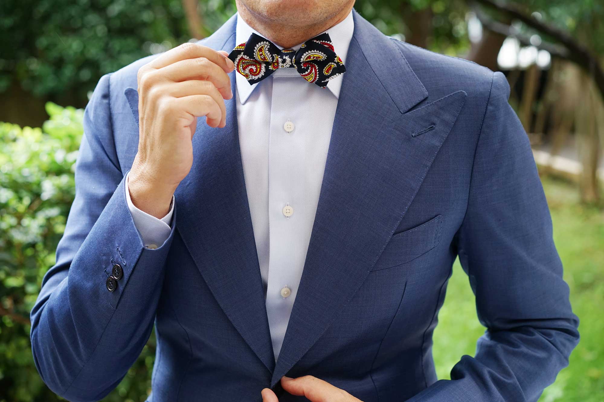 Vulcano Red & Yellow Paisley Diamond Bow Tie - Image 7