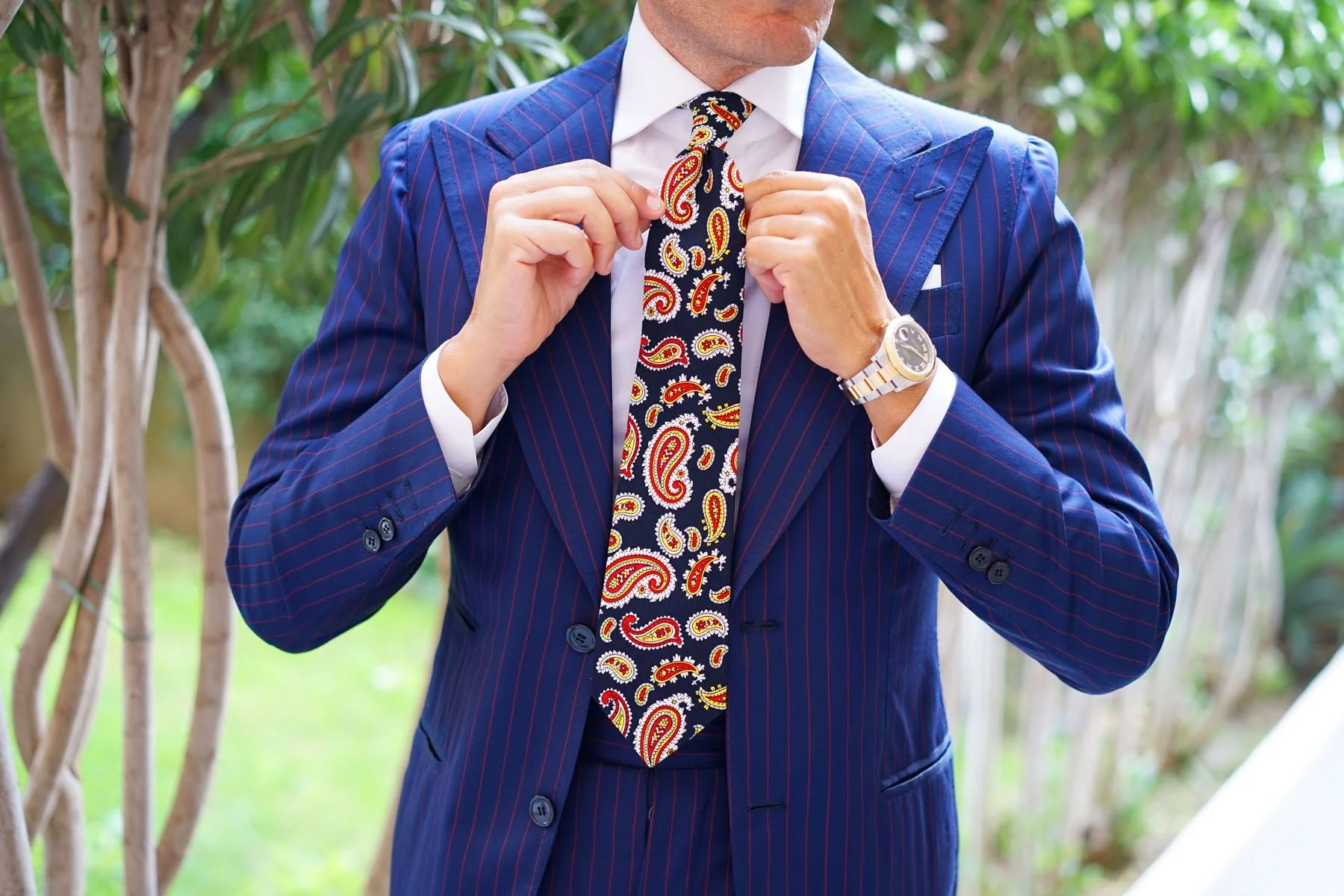 Vulcano Red & Yellow Paisley Tie - Image 4