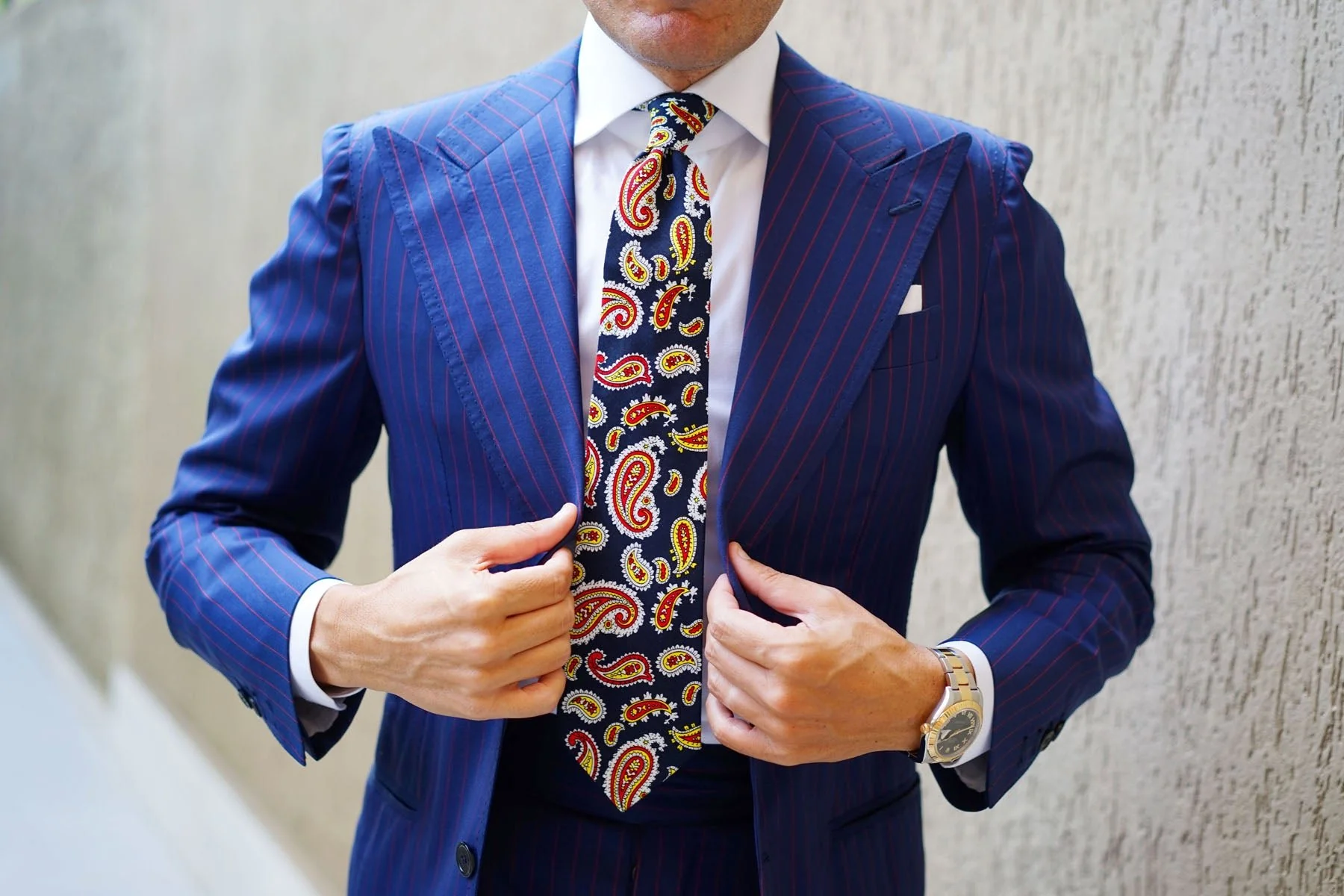 Vulcano Red & Yellow Paisley Tie - Image 9