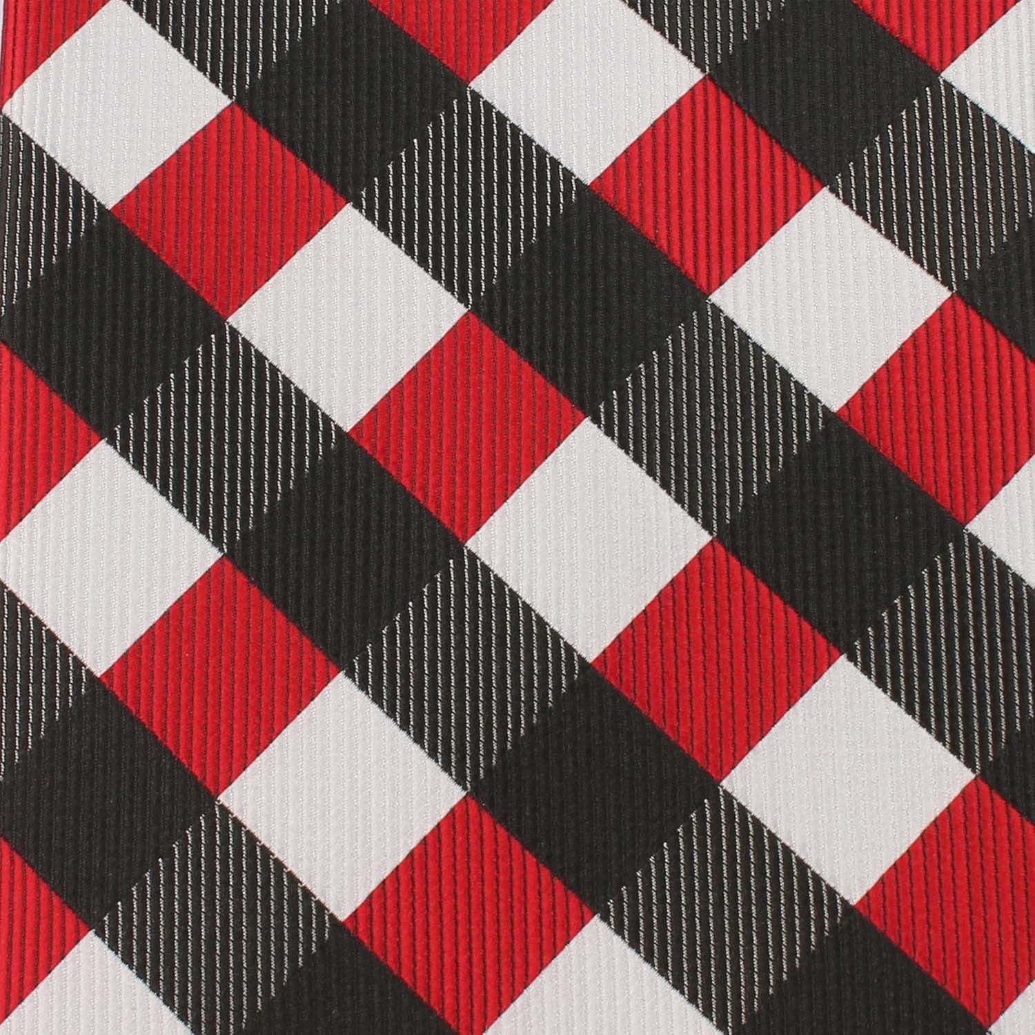 White Black Maroon Checkered Skinny Tie - Image 4